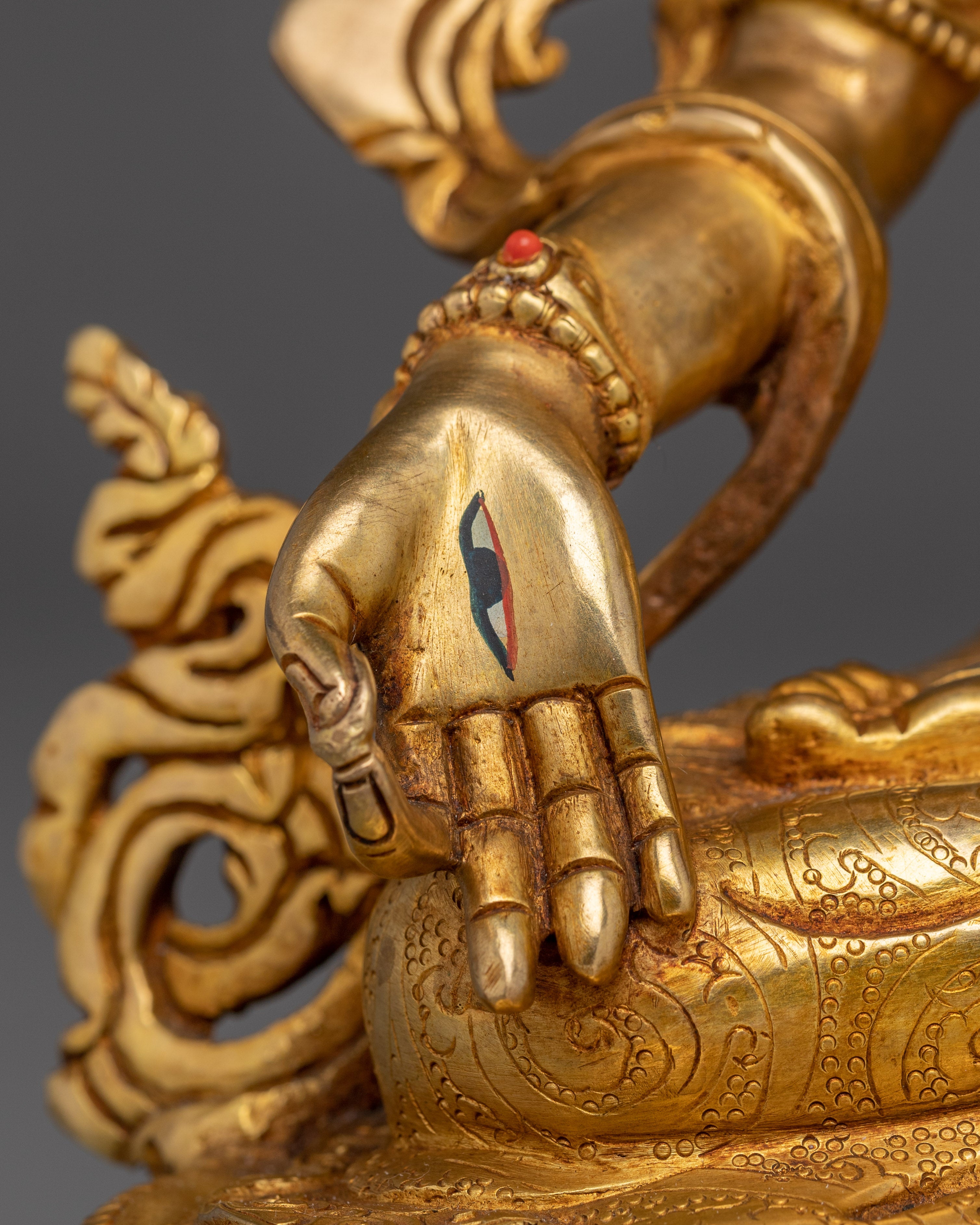White Tara Altar Statue for Healing | Buddhist Copper Sculpture Gilded in 24K Gold