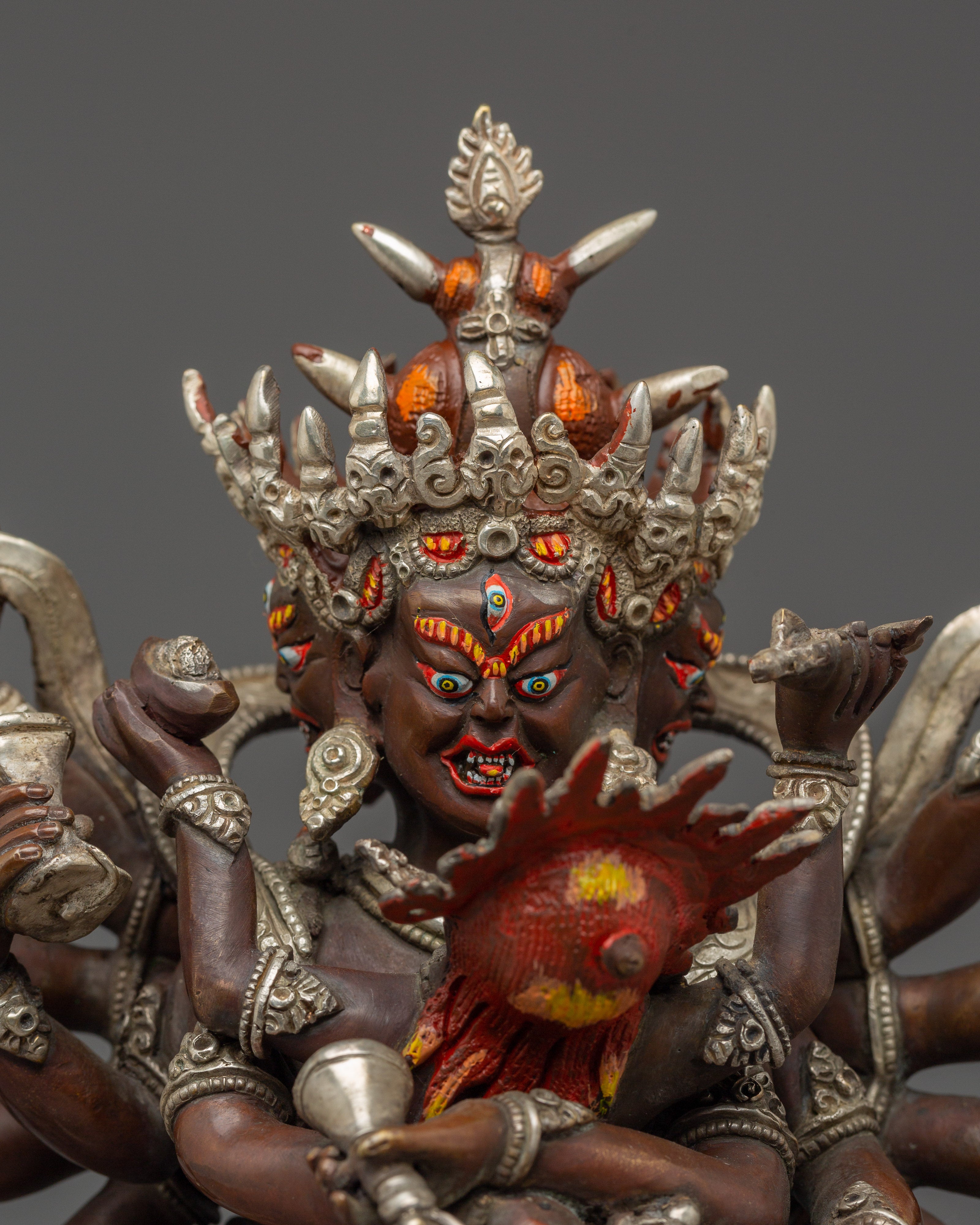 Chakrasambhara Statue in Oxidized Copper | Fierce Wisdom and Protection