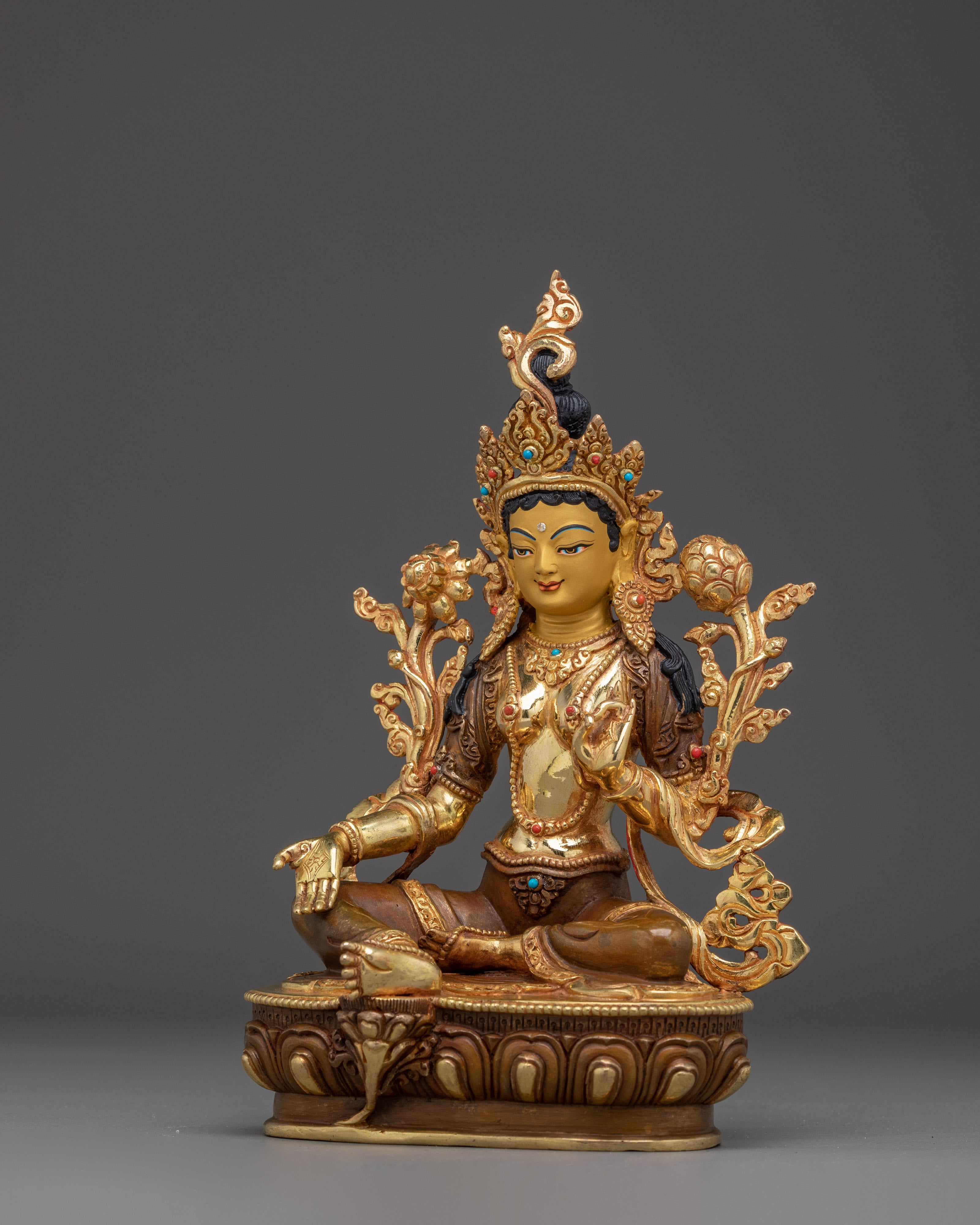 Handmade Religious Art of Green Tara | Goddess of Compassion