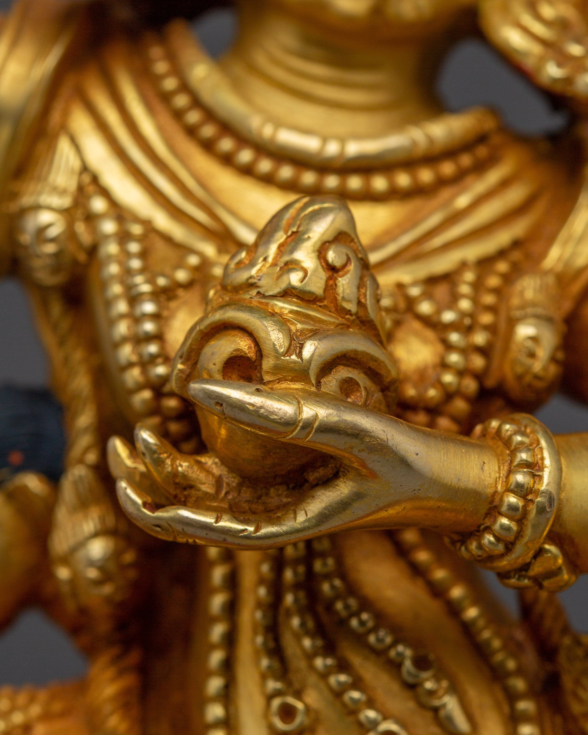 Wrathful Palden Lhamo Sculpture | Tibetan Protector Deity in 24K Gold Gilded Copper