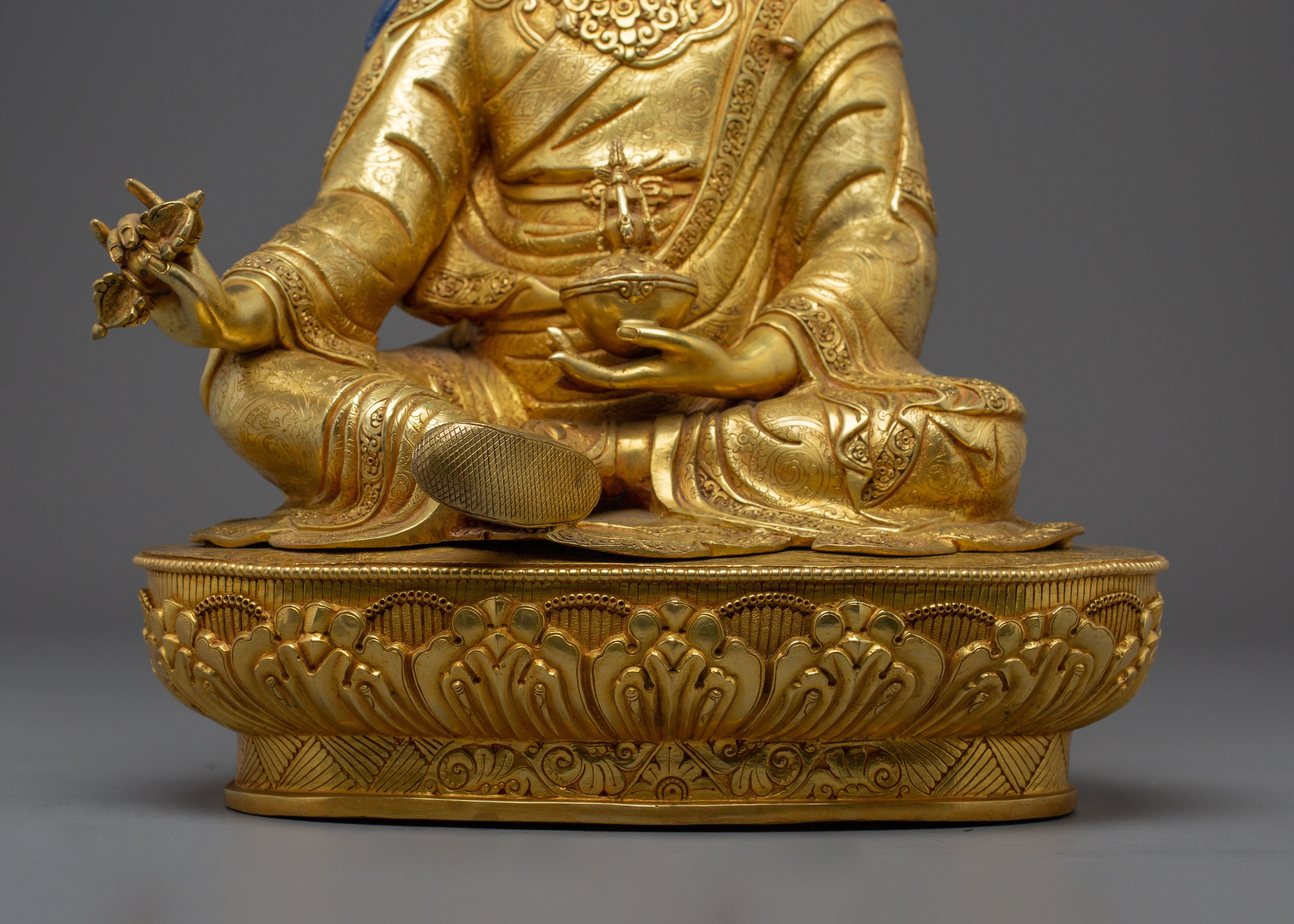Guru Rinpoche Statue in 24K Gold-Gilded | Spiritual Power, Protection & Enlightenment