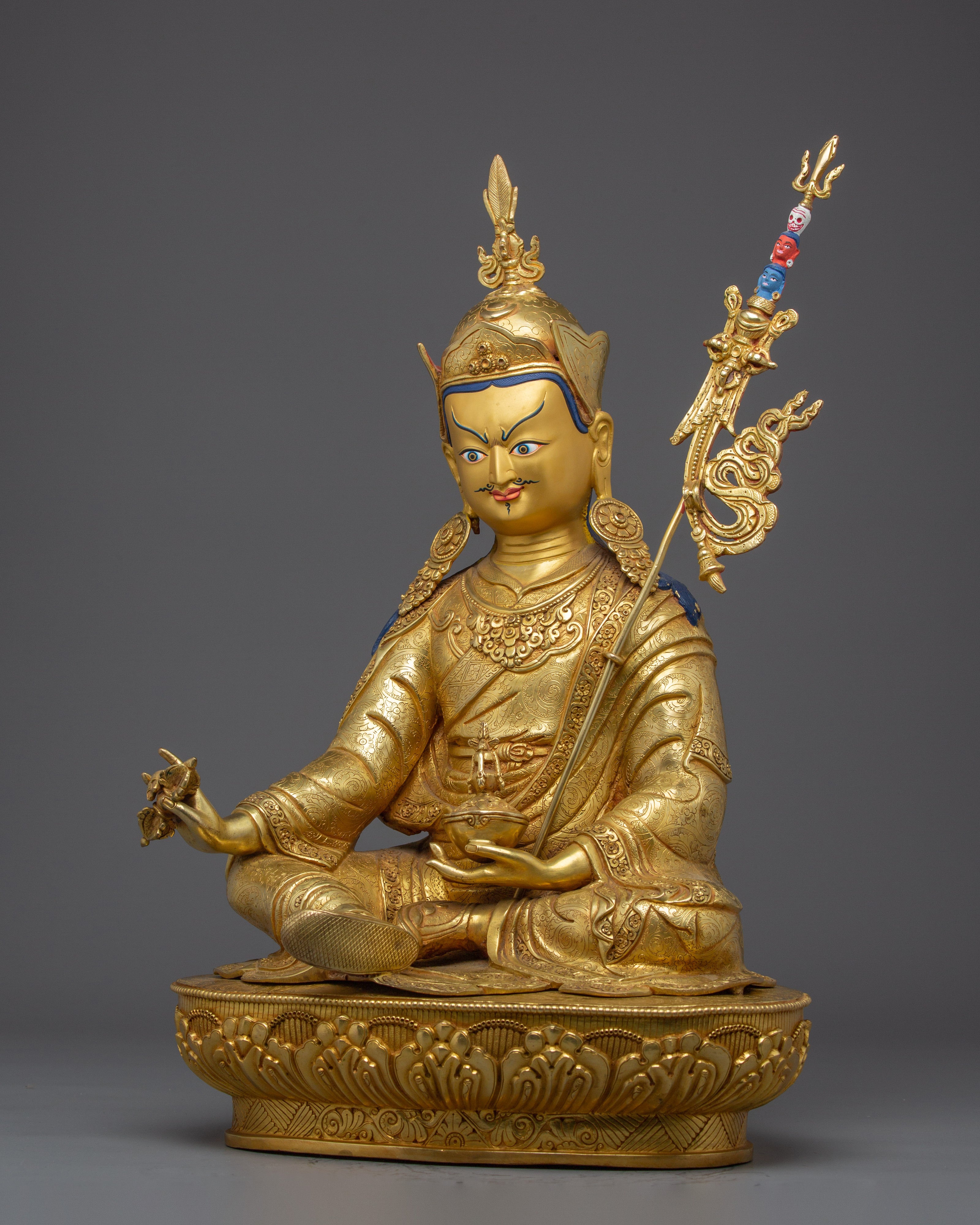 Guru Rinpoche Statue in 24K Gold-Gilded | Spiritual Power, Protection & Enlightenment