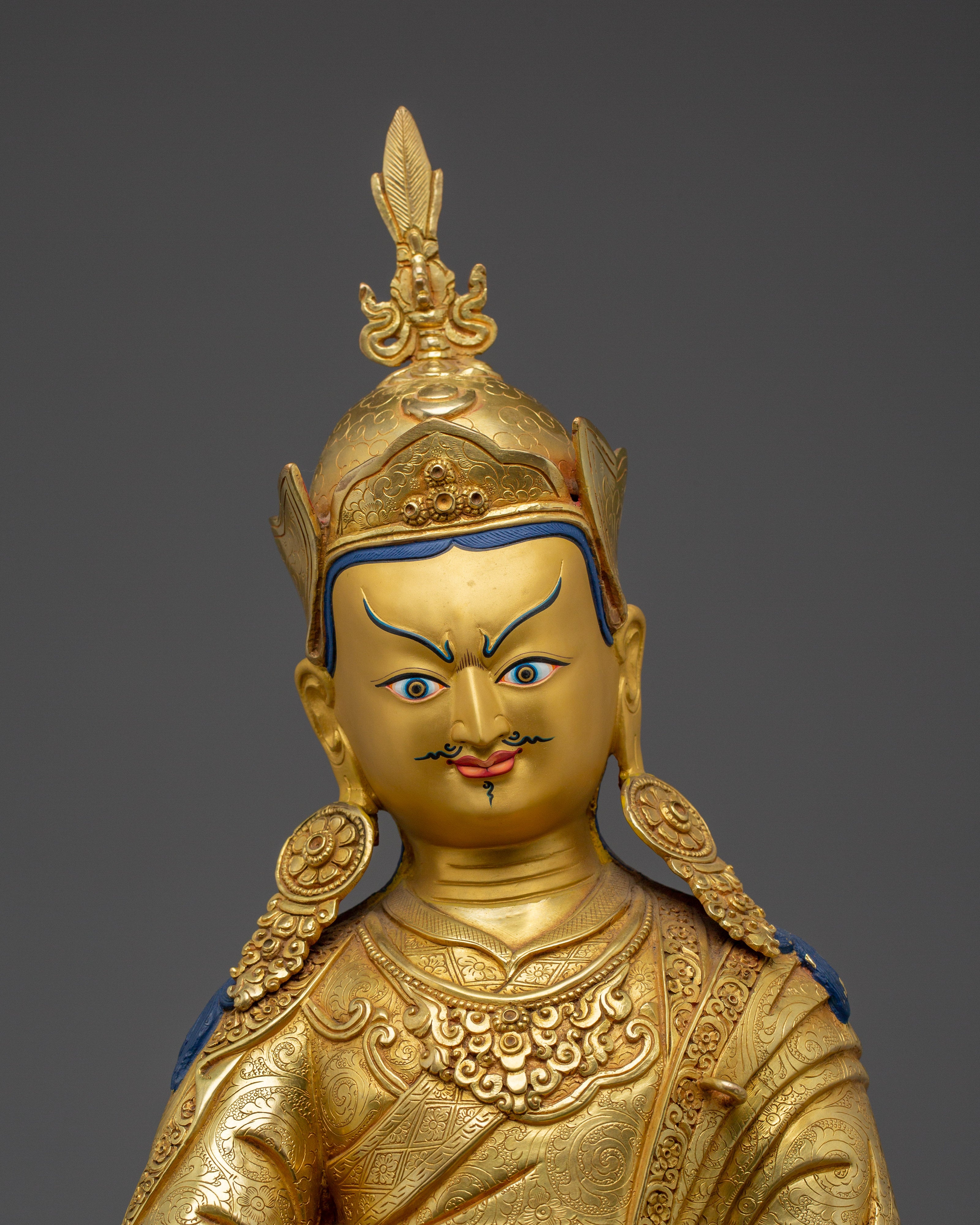 Guru Rinpoche Statue in 24K Gold-Gilded | Spiritual Power, Protection & Enlightenment