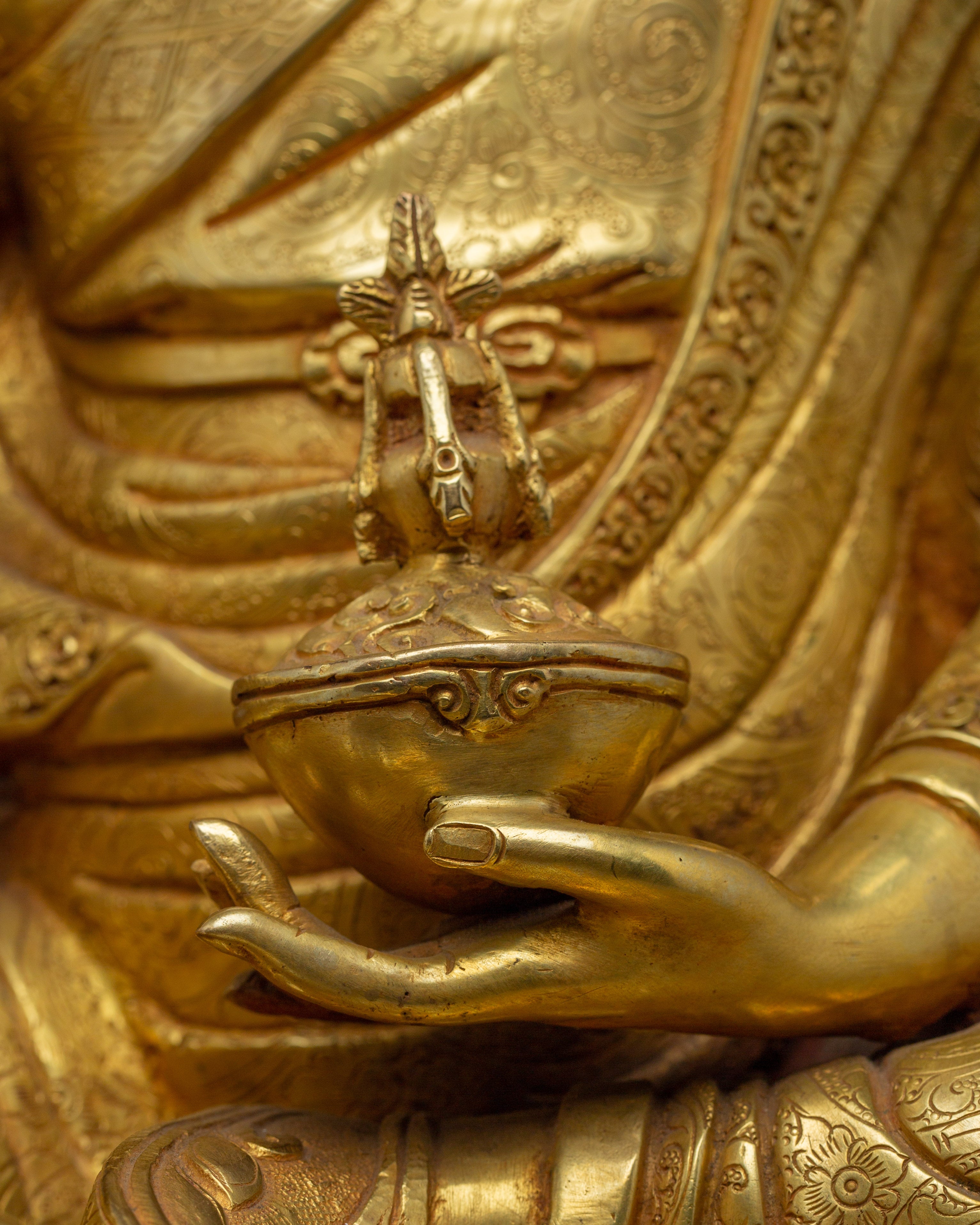 Guru Rinpoche Statue in 24K Gold-Gilded | Spiritual Power, Protection & Enlightenment