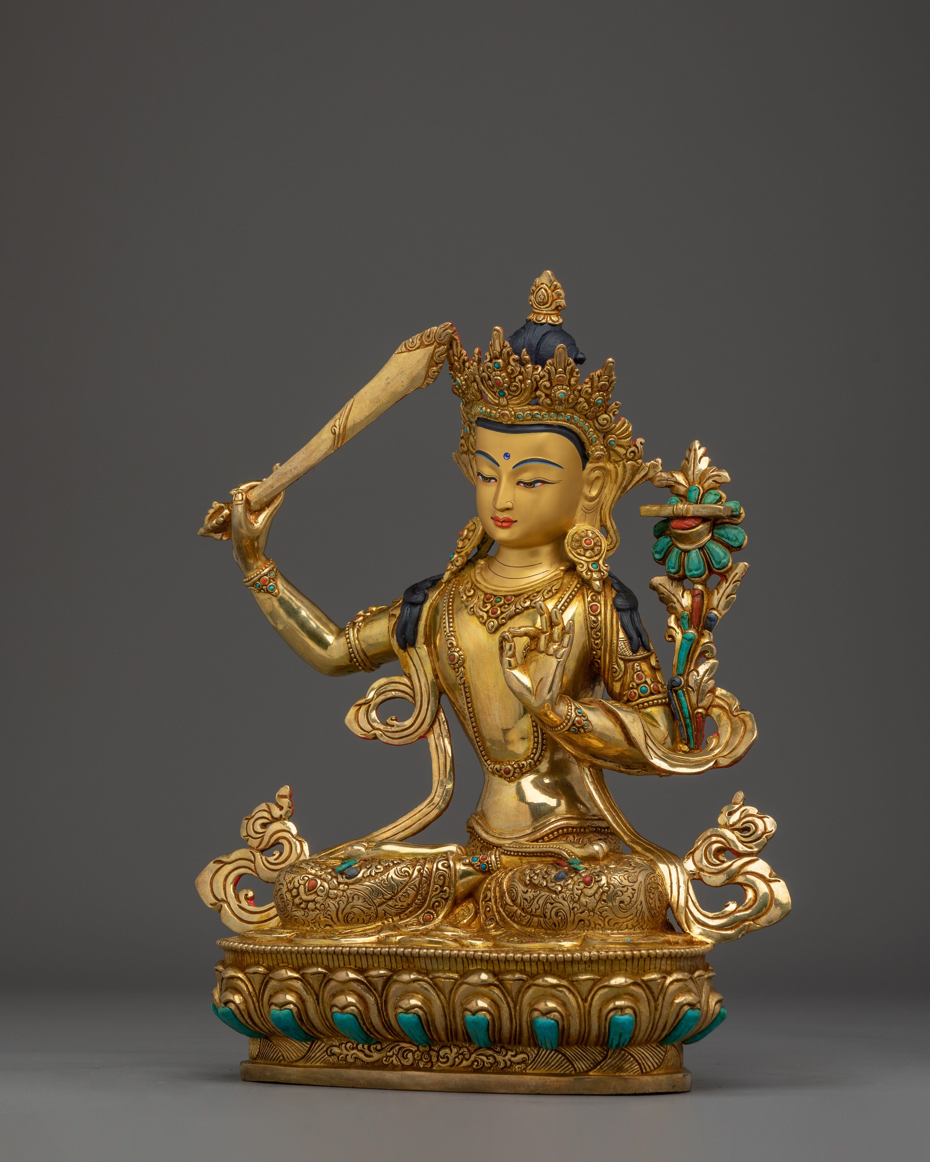 Bodhisattva Manjushri with Flaming Sword Statue for Spirituality