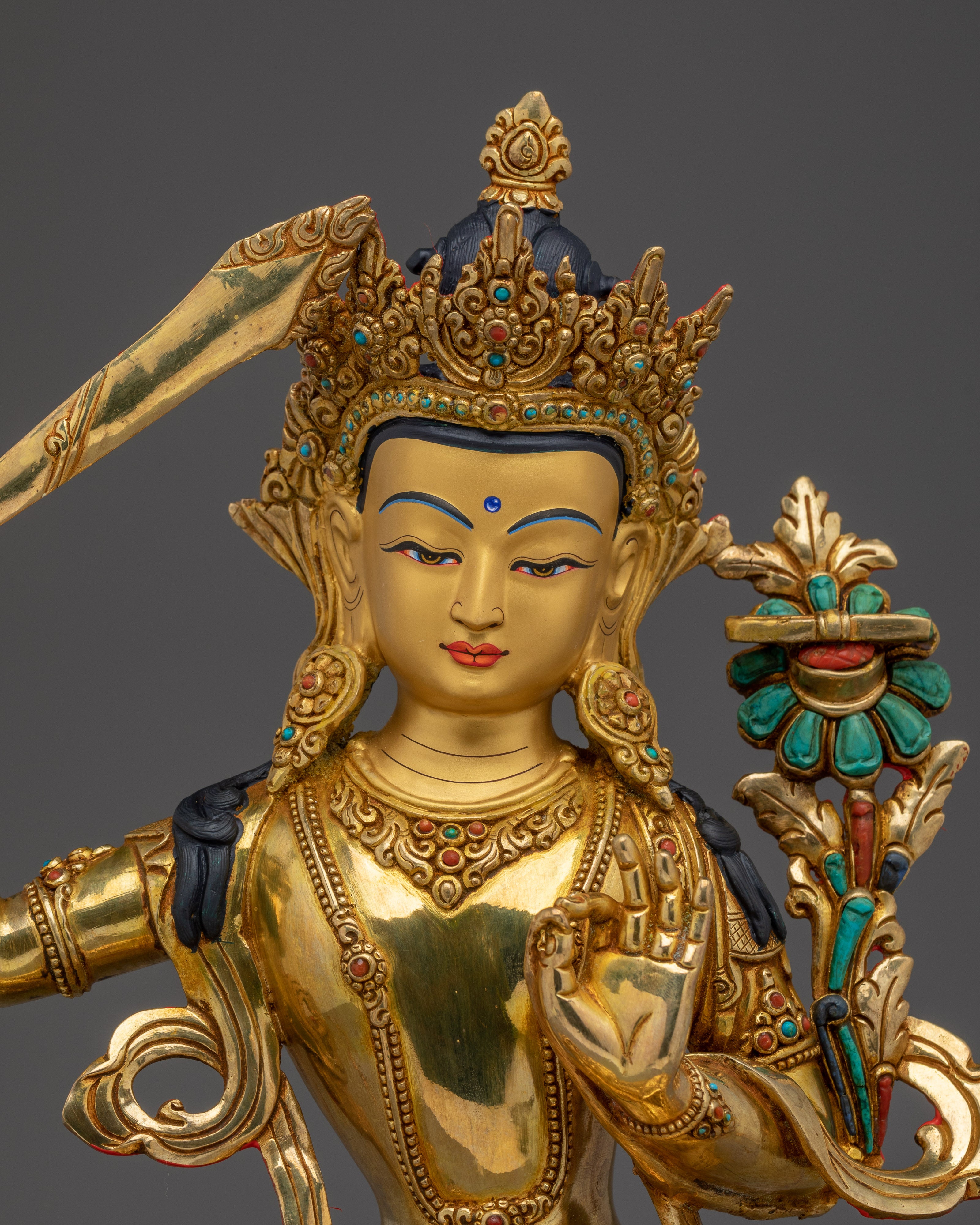 Bodhisattva Manjushri with Flaming Sword Statue for Spirituality