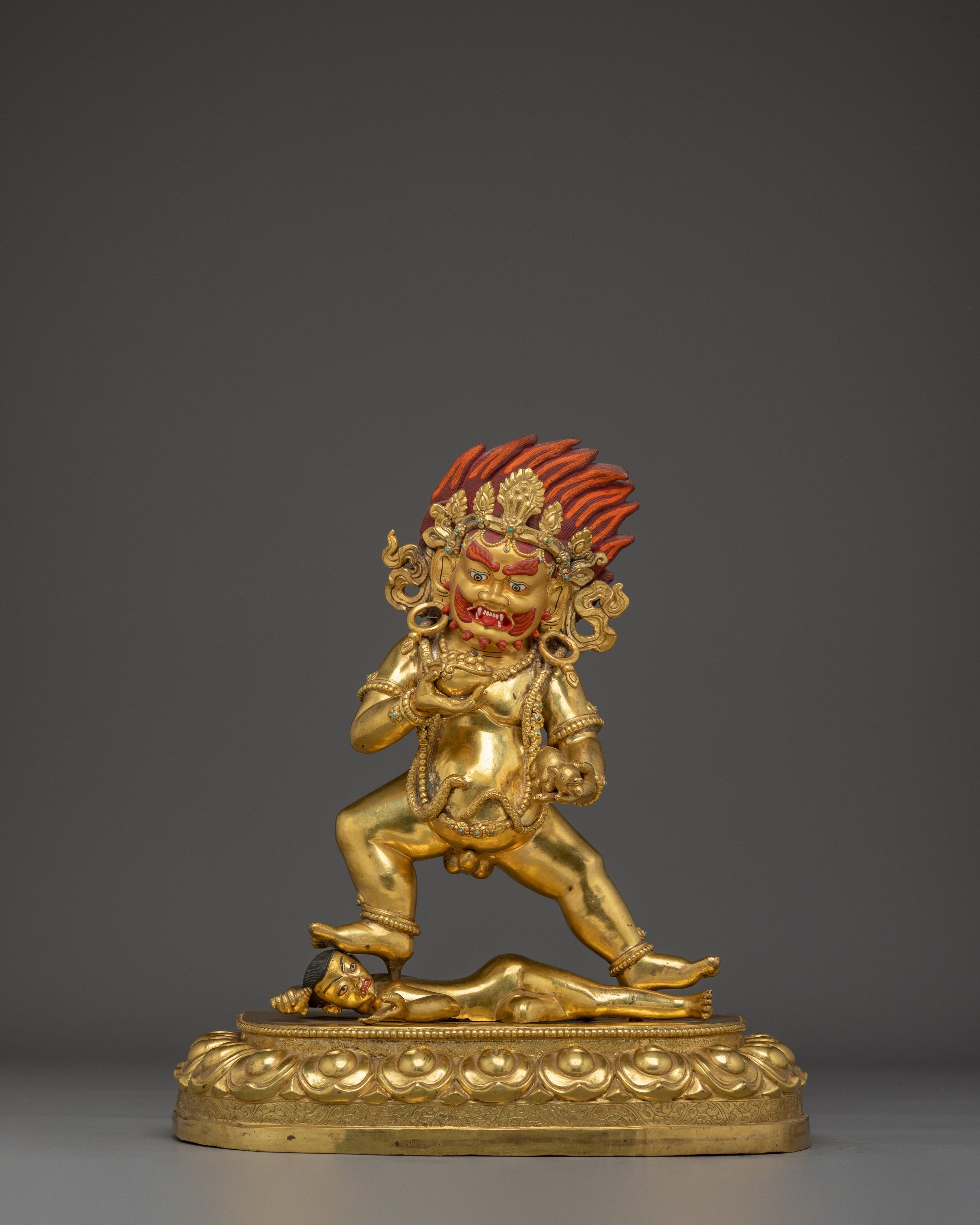 Black Dzambahala 24K Gold Tibetan Wealth Deity Statue | Tibetan Shrine and Spiritual Practices