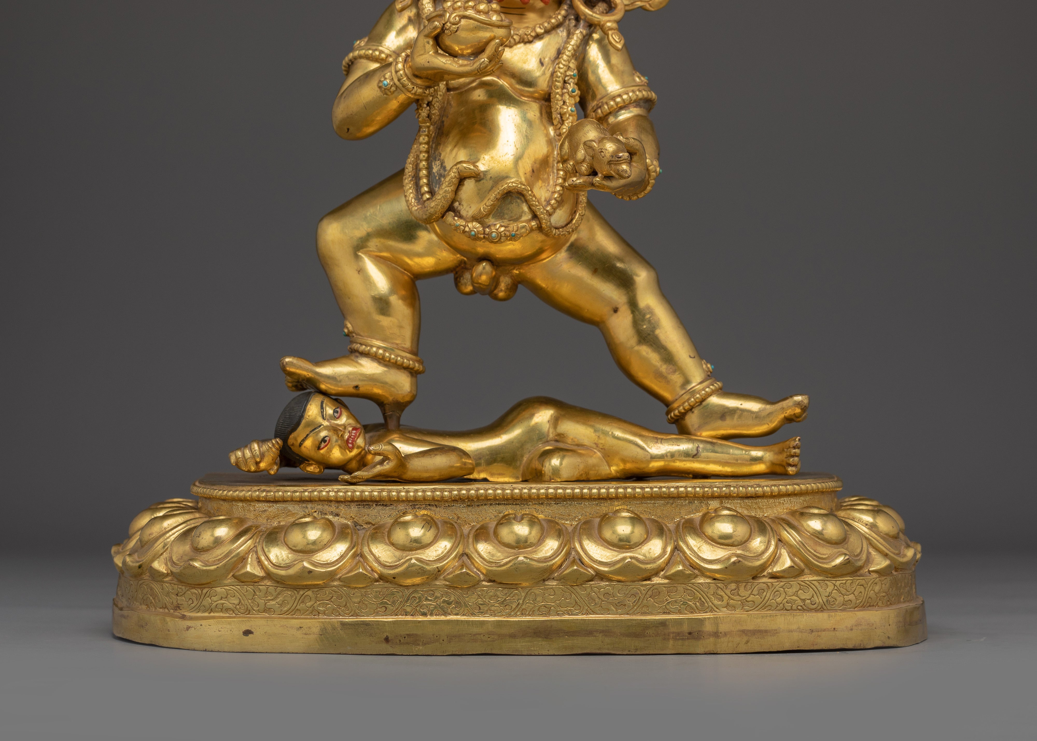 Black Dzambahala 24K Gold Tibetan Wealth Deity Statue | Tibetan Shrine and Spiritual Practices