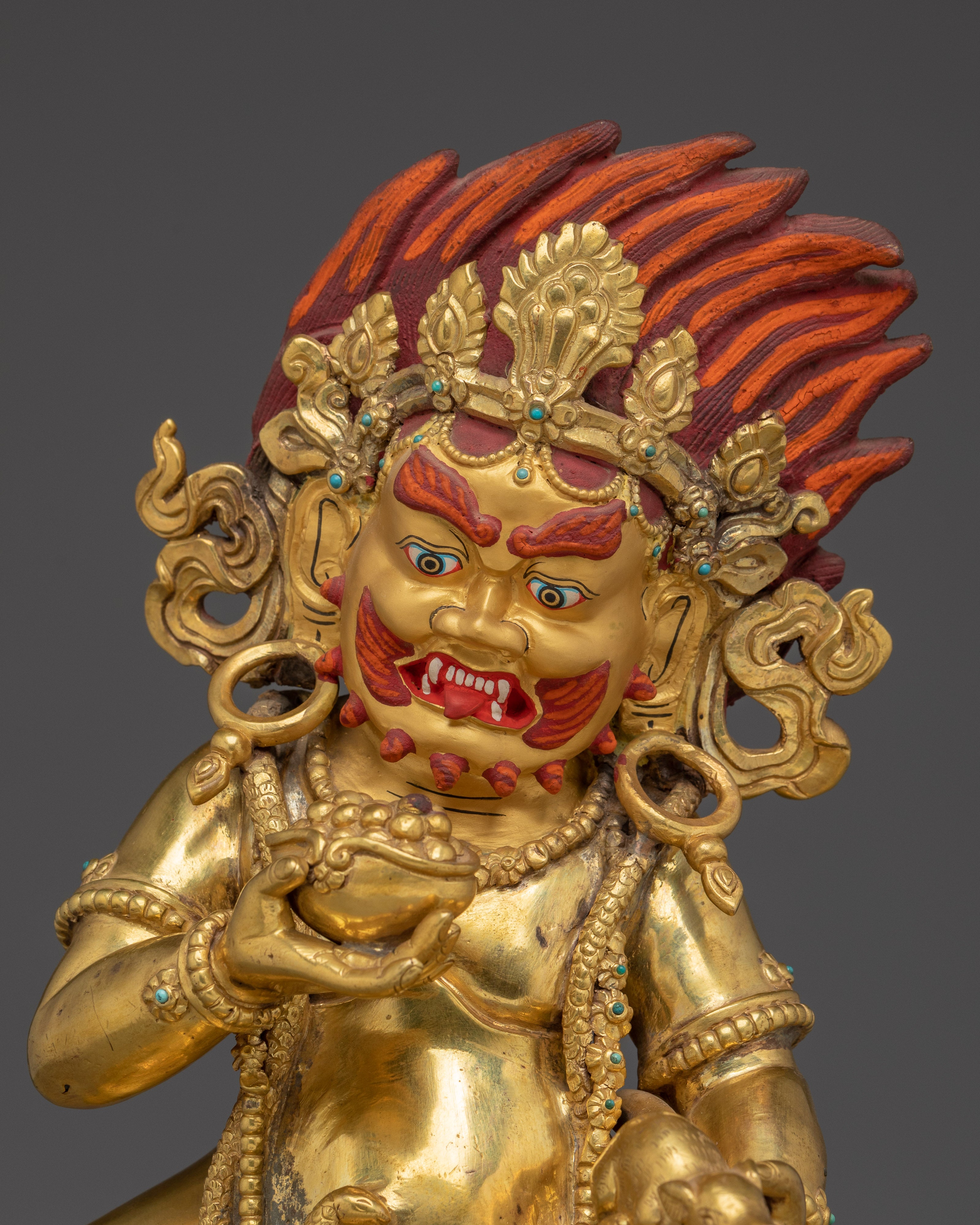 Black Dzambahala 24K Gold Tibetan Wealth Deity Statue | Tibetan Shrine and Spiritual Practices