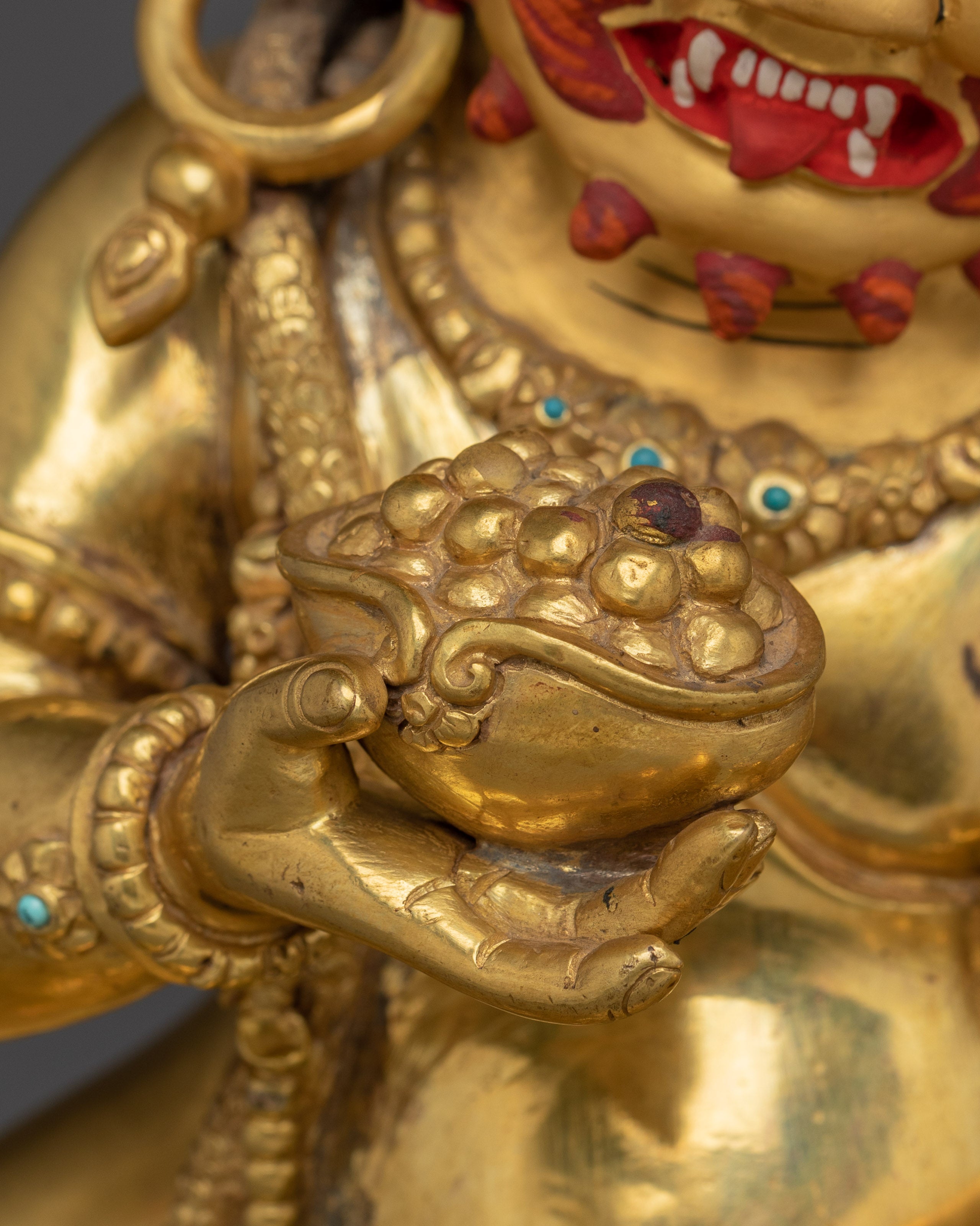 Black Dzambahala 24K Gold Tibetan Wealth Deity Statue | Tibetan Shrine and Spiritual Practices