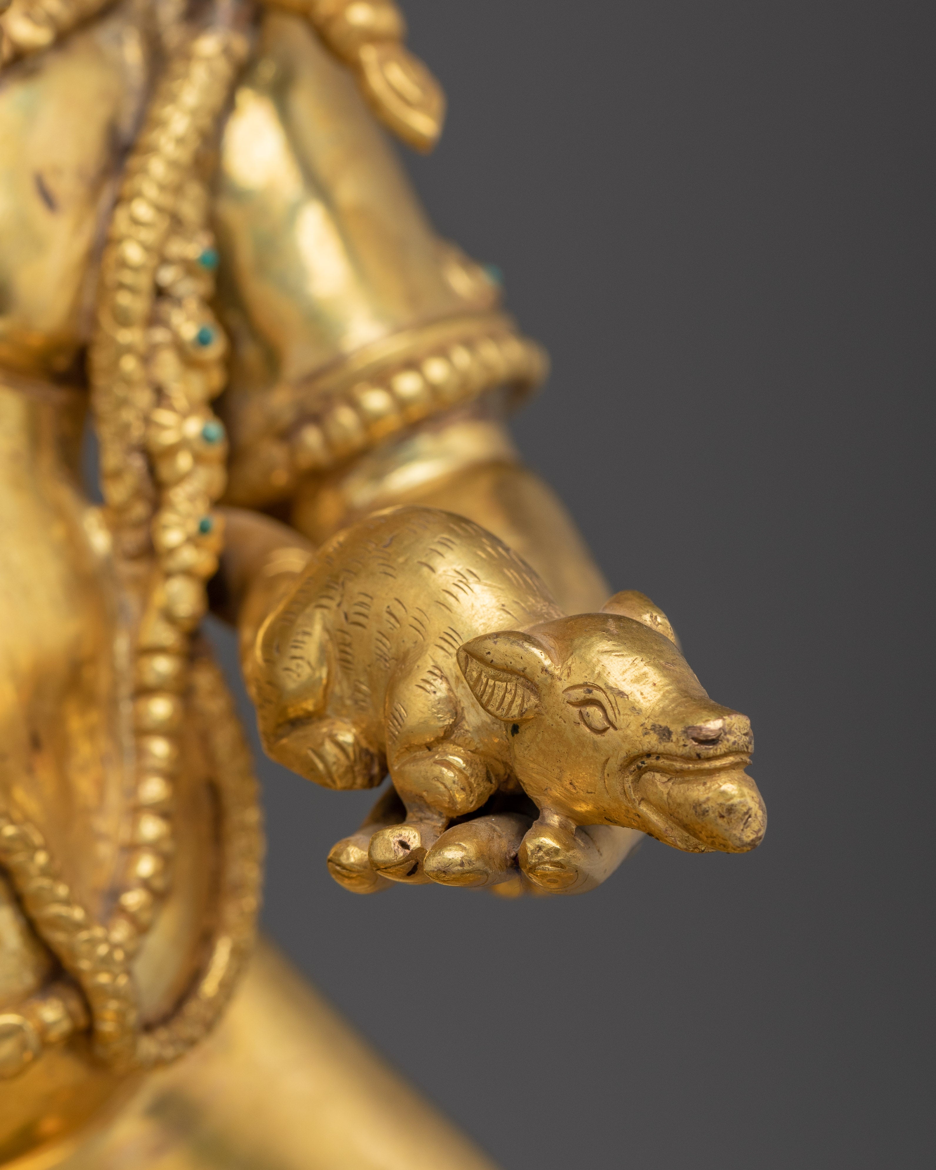 Black Dzambahala 24K Gold Tibetan Wealth Deity Statue | Tibetan Shrine and Spiritual Practices