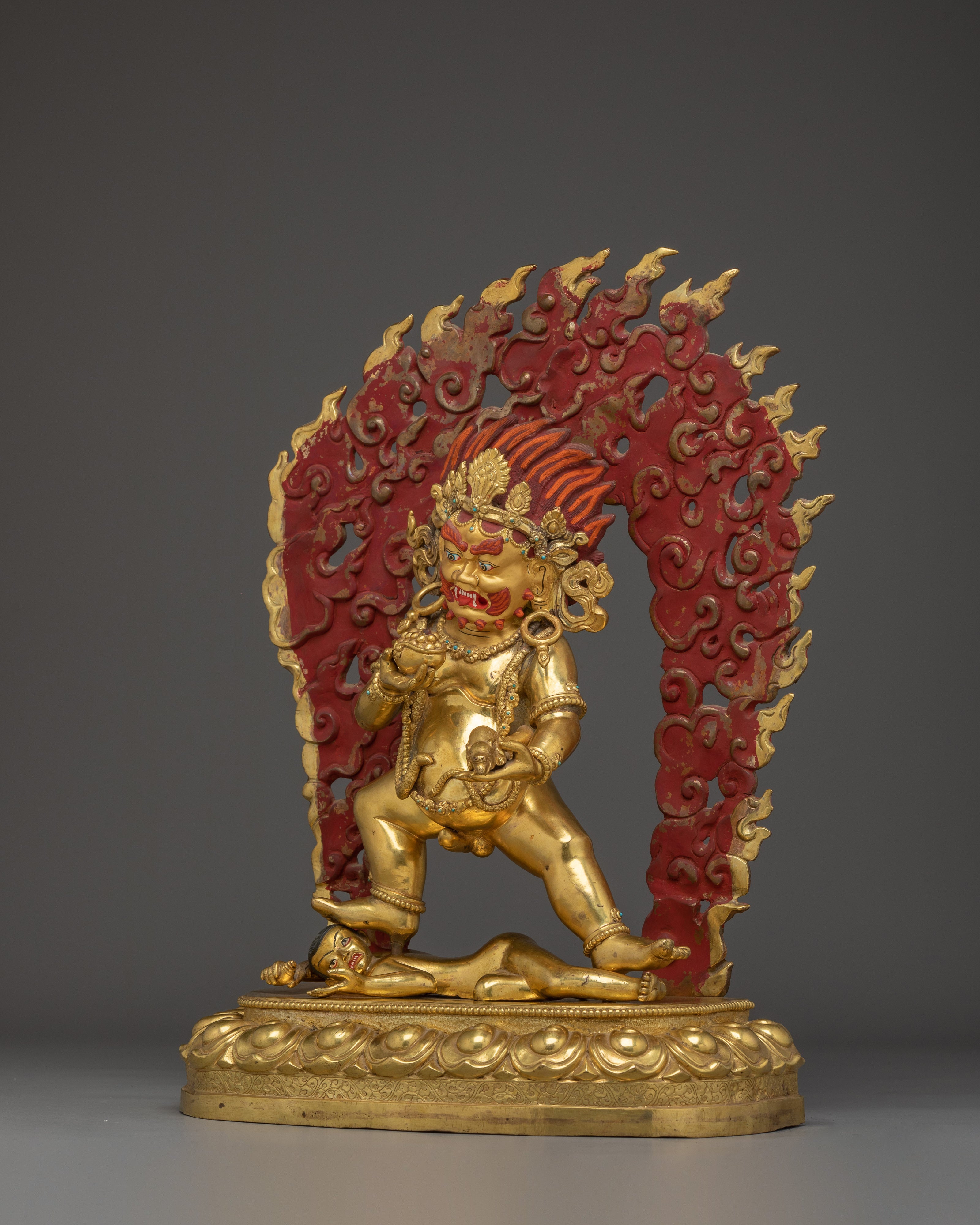 Black Dzambahala 24K Gold Tibetan Wealth Deity Statue | Tibetan Shrine and Spiritual Practices