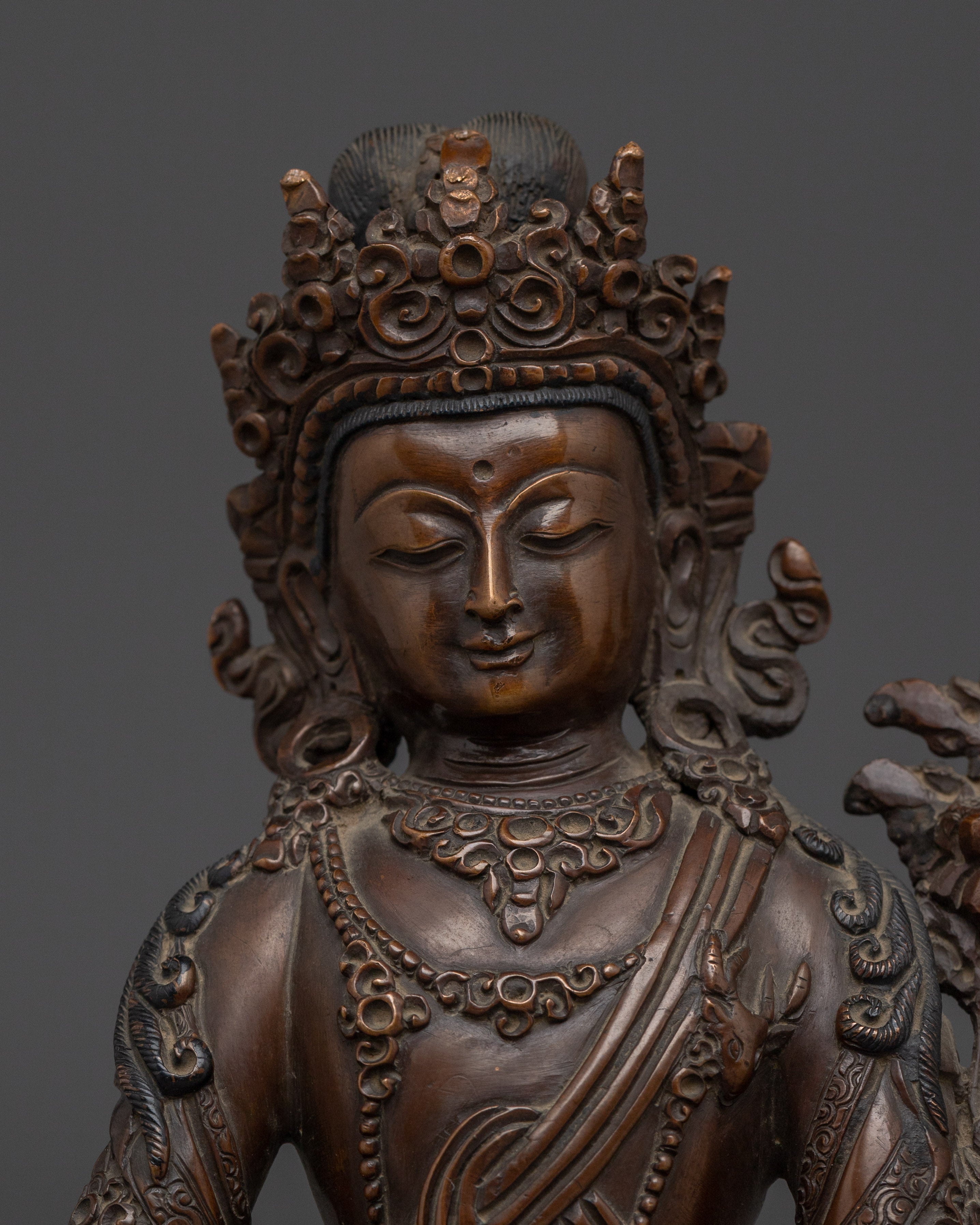 Oxidized Chenrezig Avalokiteshvara Statue | Compassion Buddha for Altar & Meditation