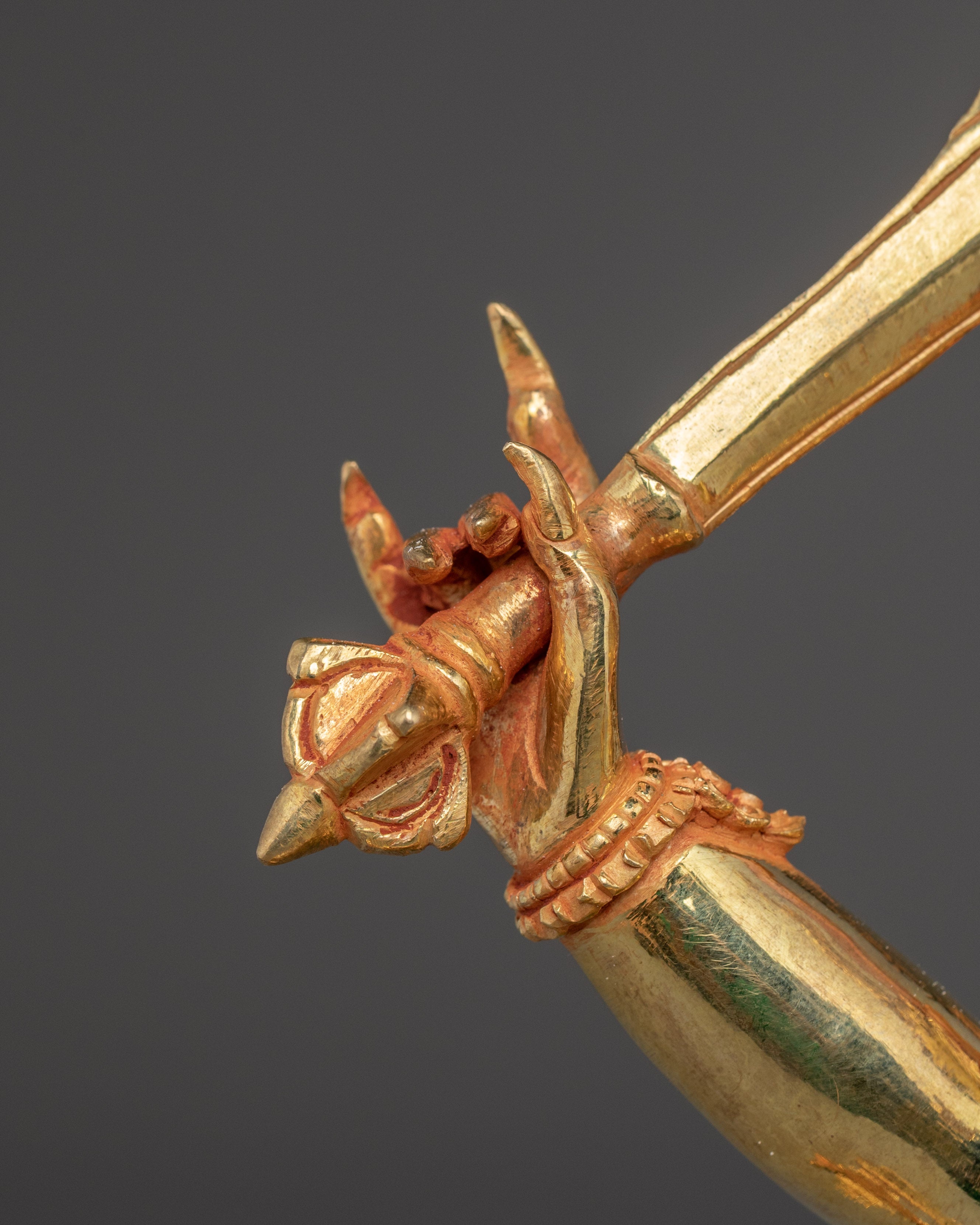 Gold Gilded 4-Armed Mahakala Statue | Tibetan Guardian Deity of Protection