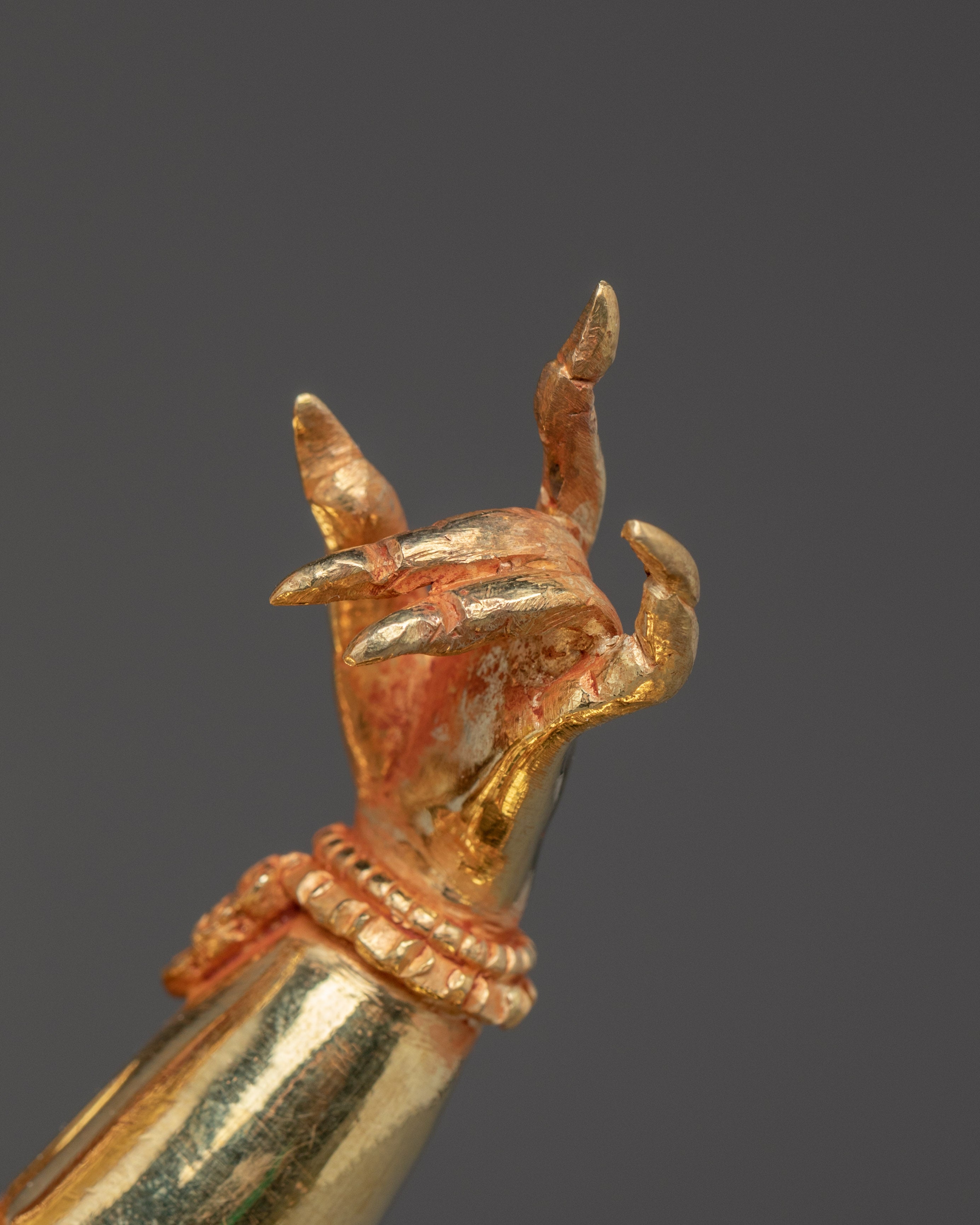 Gold Gilded 4-Armed Mahakala Statue | Tibetan Guardian Deity of Protection