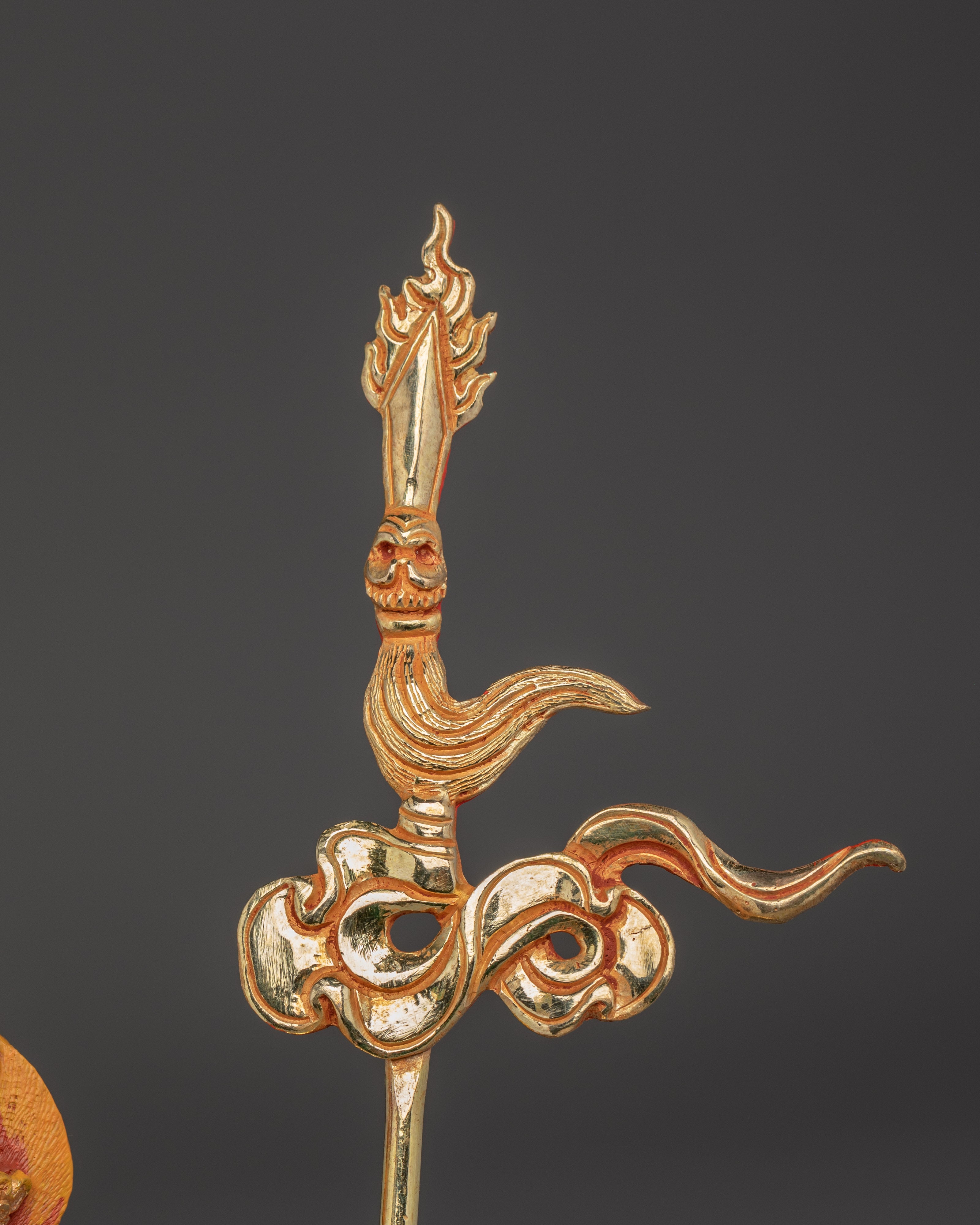Gold Gilded 4-Armed Mahakala Statue | Tibetan Guardian Deity of Protection