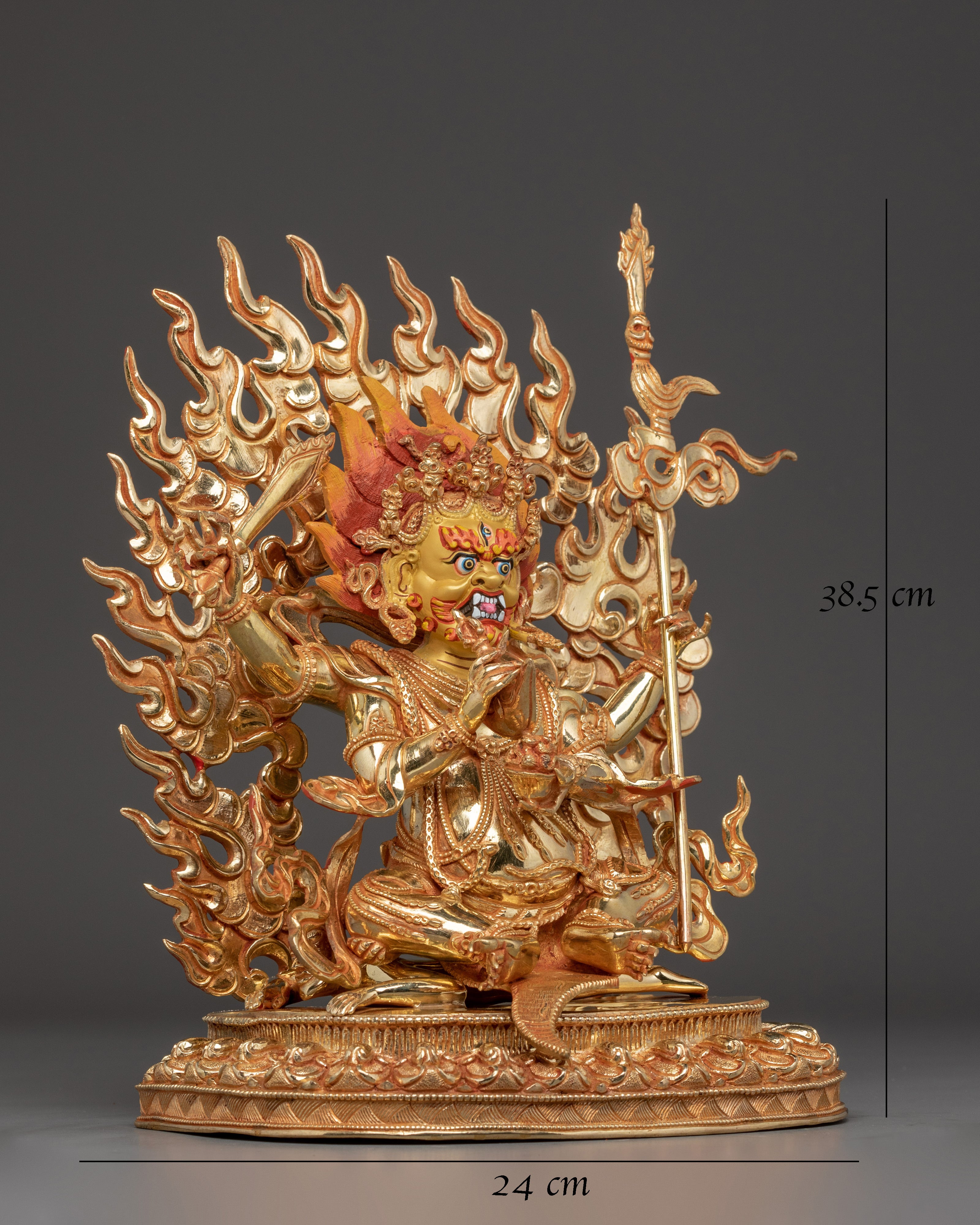 Gold Gilded 4-Armed Mahakala Statue