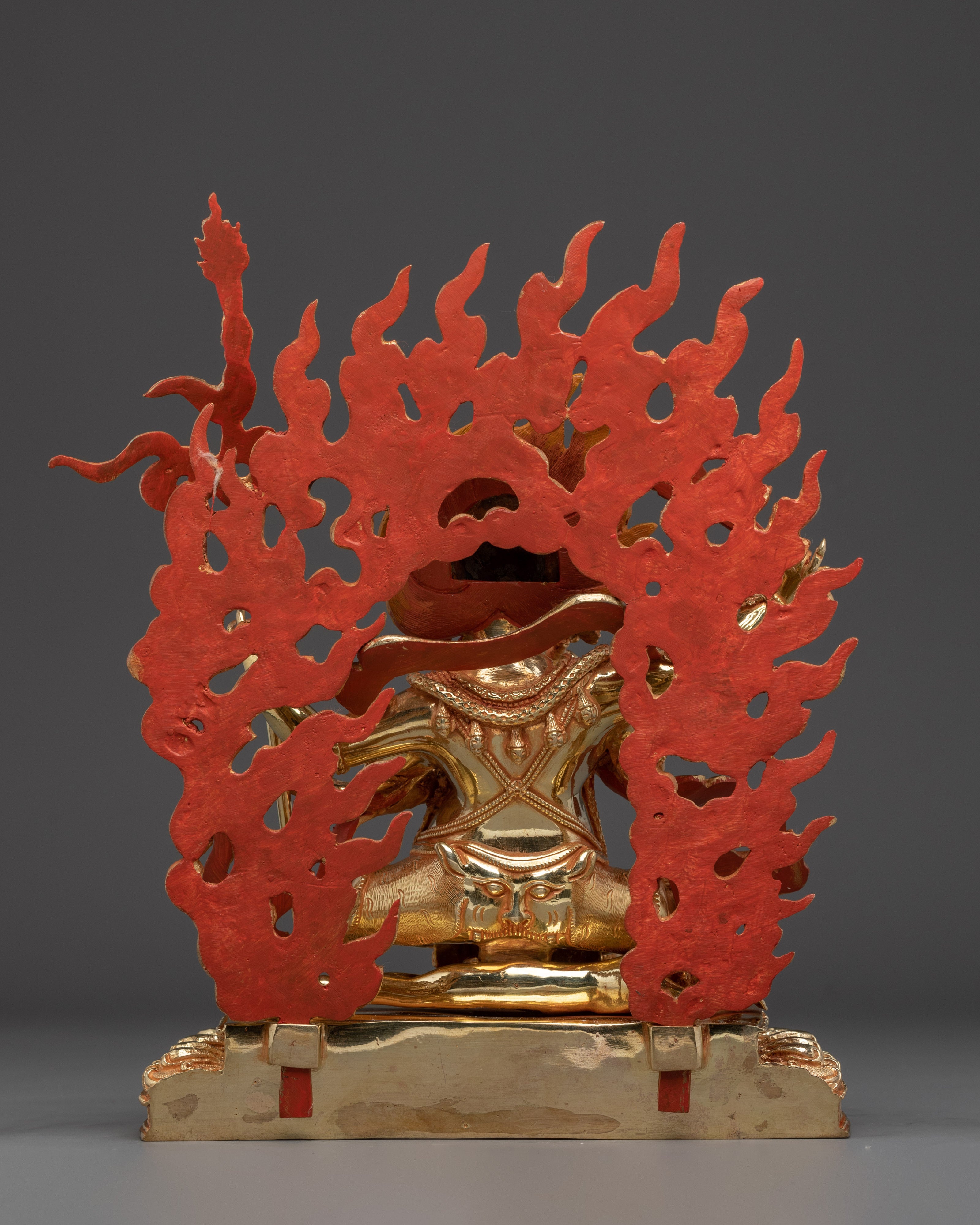 Gold Gilded 4-Armed Mahakala Statue | Tibetan Guardian Deity of Protection