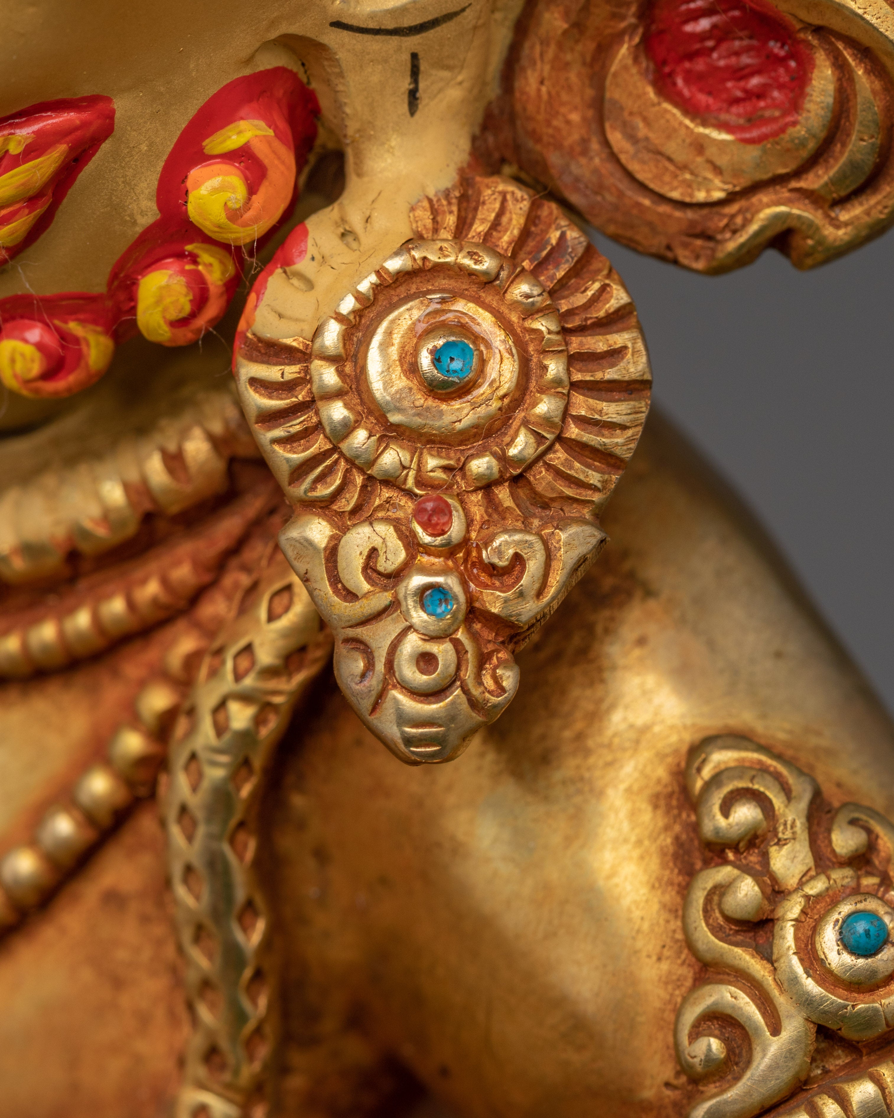 Gold Gilded Mahakala Statue | Tibetan Protector Deity