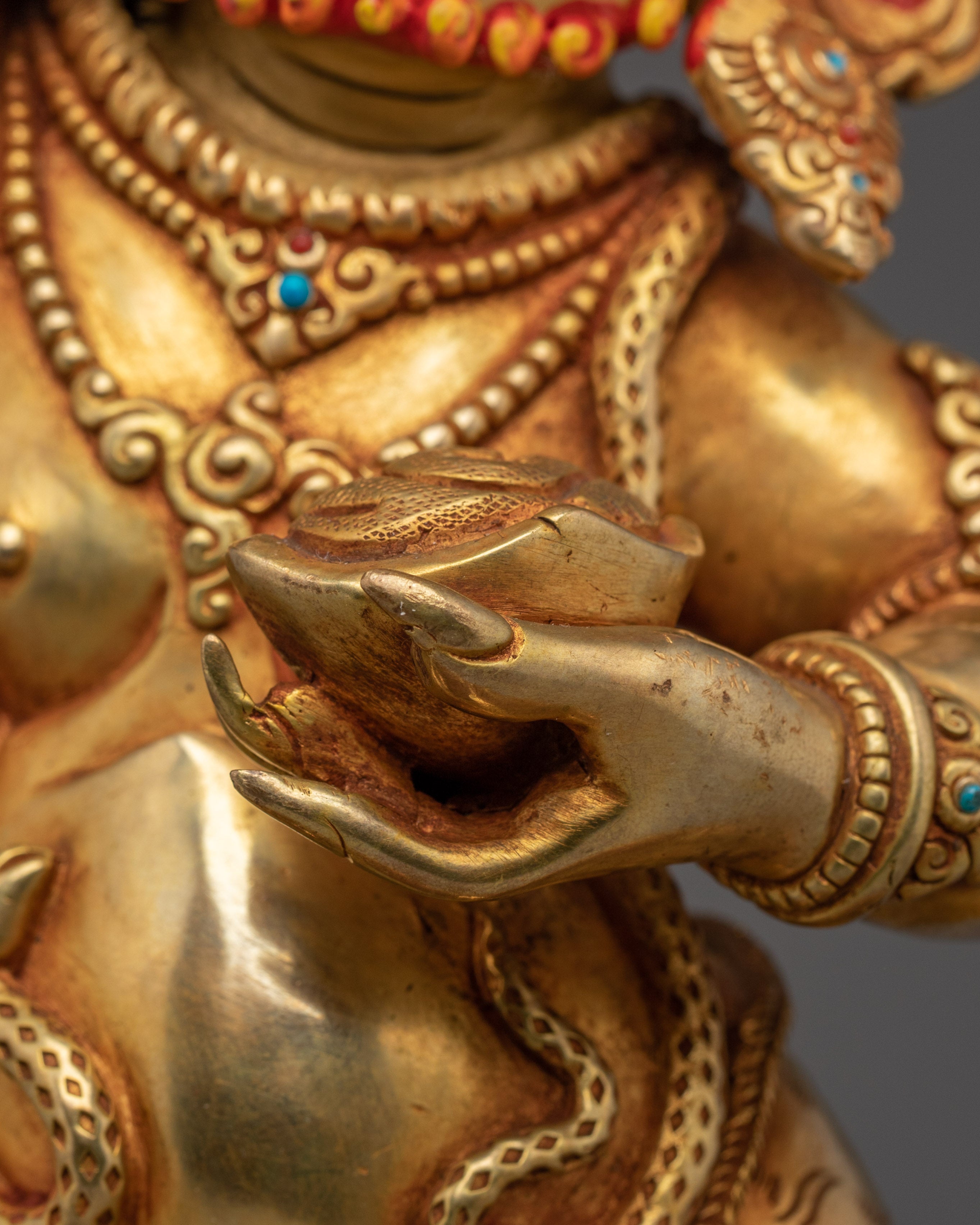 Gold Gilded Mahakala Statue | Tibetan Protector Deity
