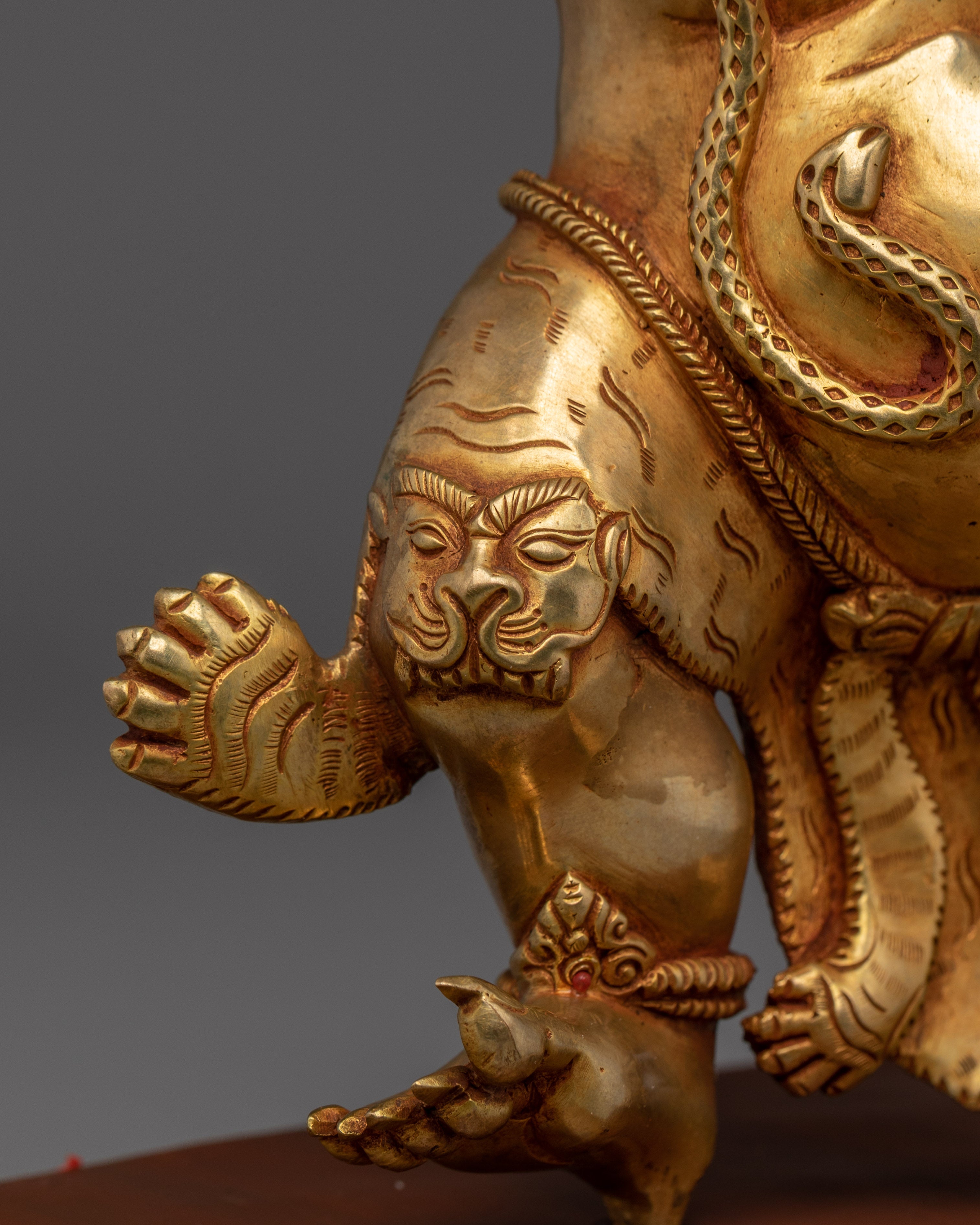 Gold Gilded Mahakala Statue | Tibetan Protector Deity
