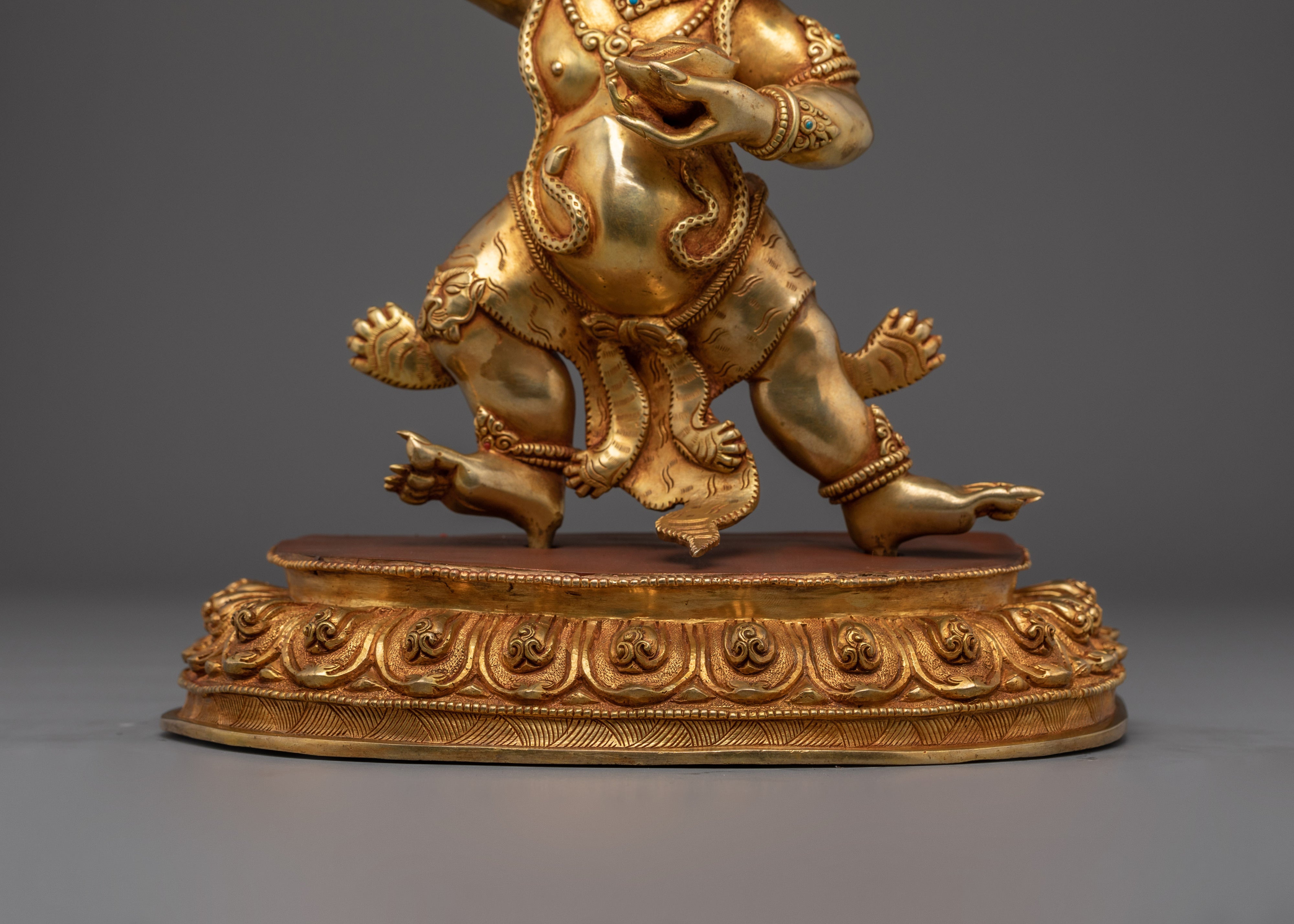 Gold Gilded Mahakala Statue | Tibetan Protector Deity