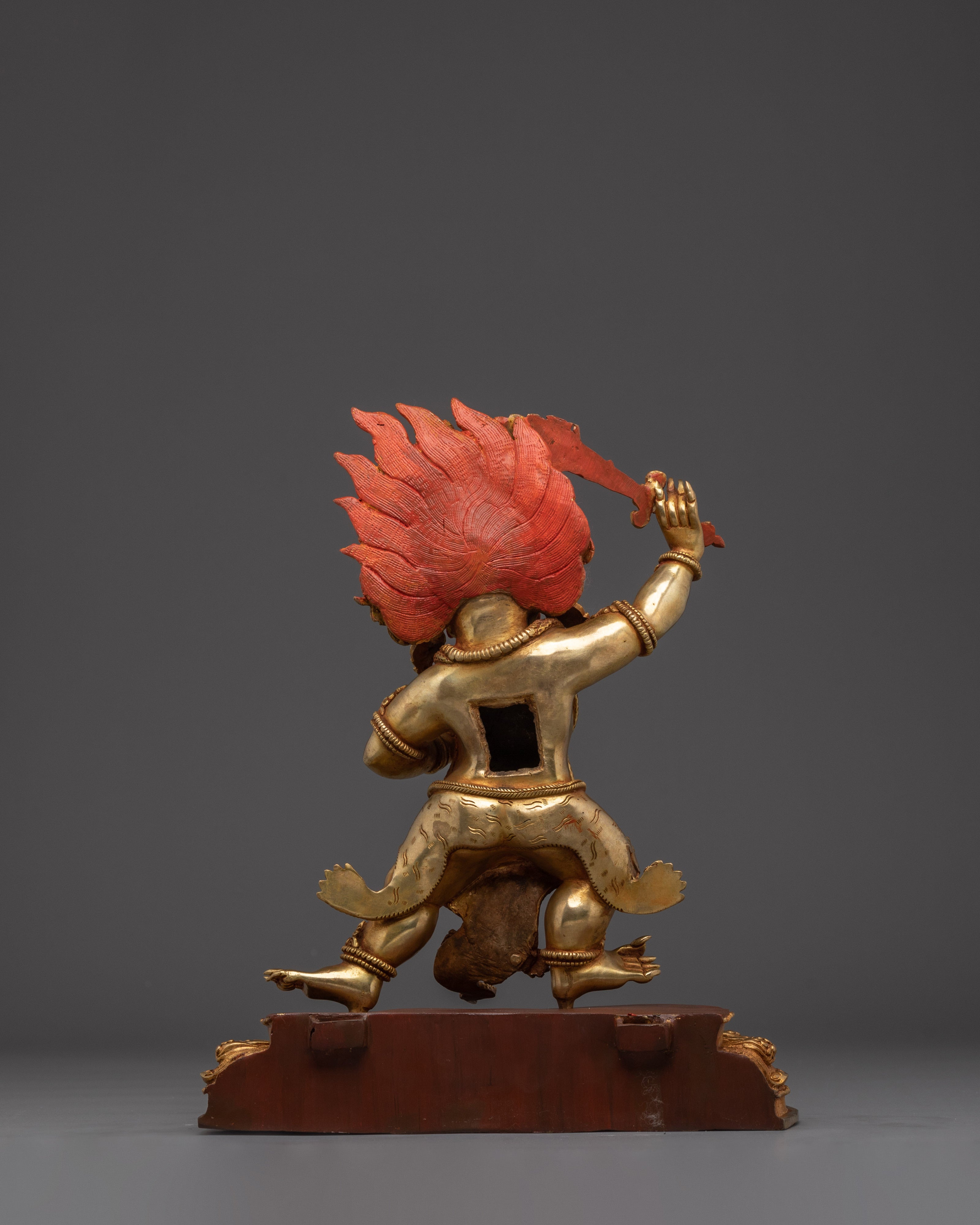 Gold Gilded Mahakala Statue | Tibetan Protector Deity