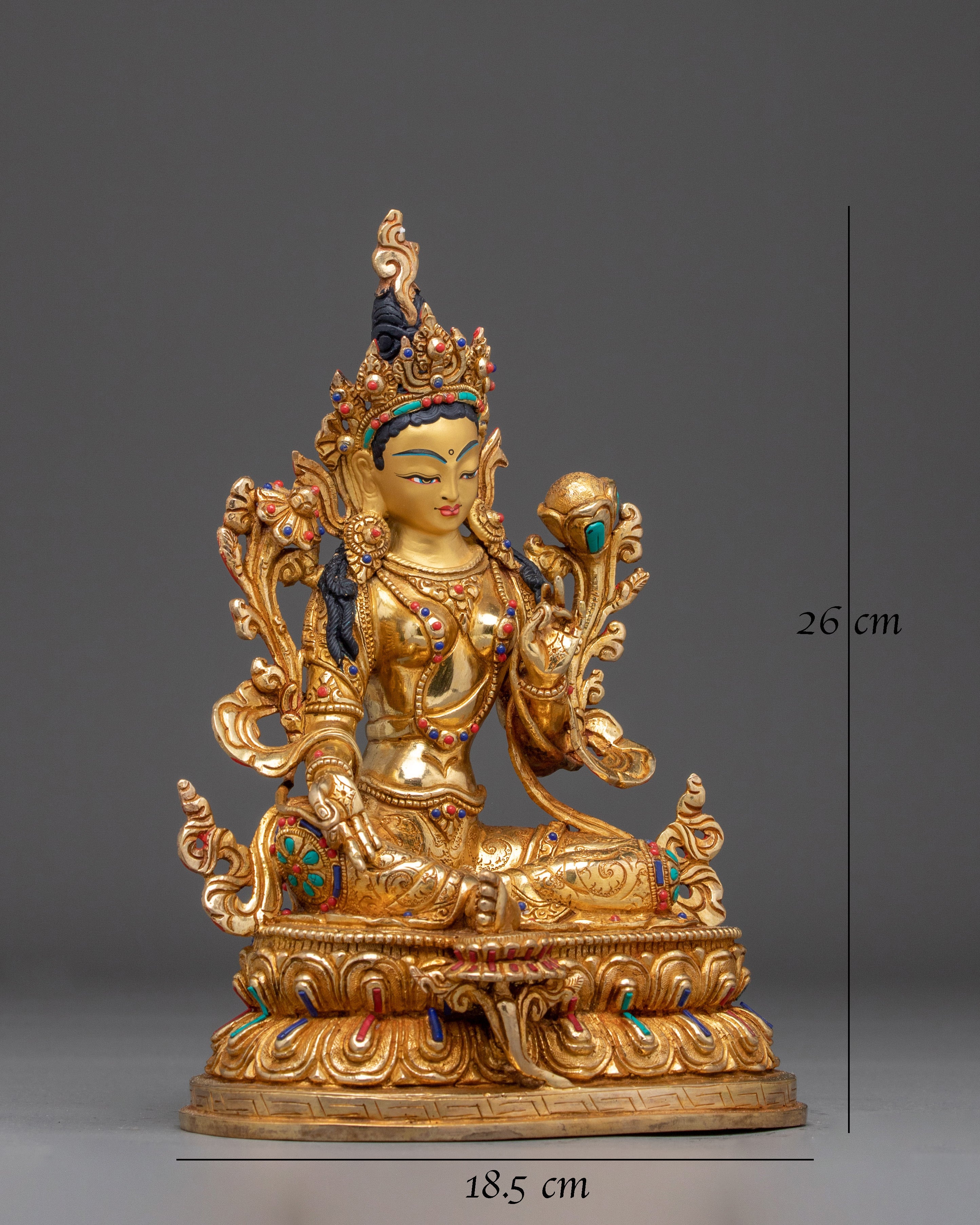 Green Tara Buddha Gemstones Statue