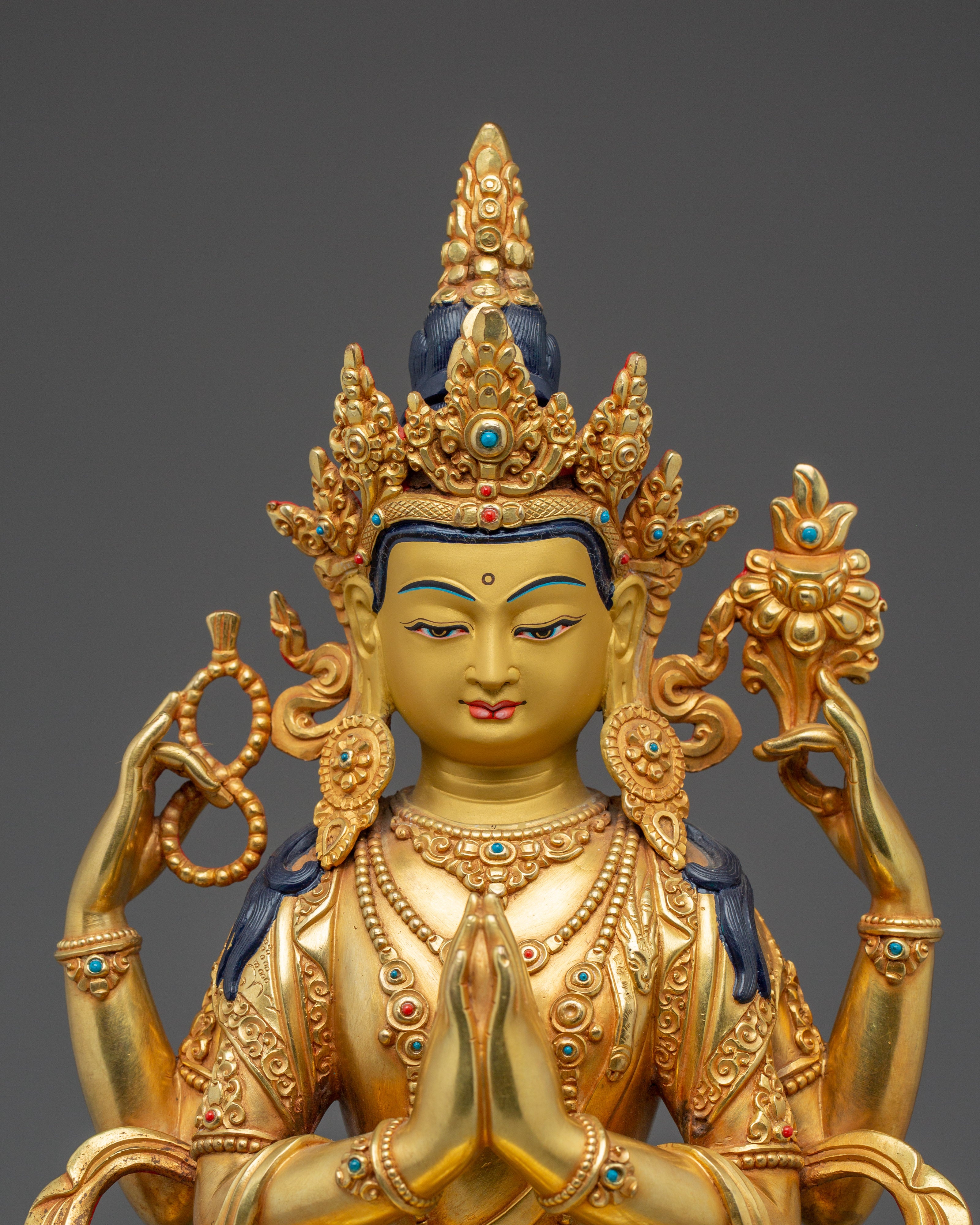 Handmade Art of Four Armed Chenrezig | Bodhisattva of Compassion