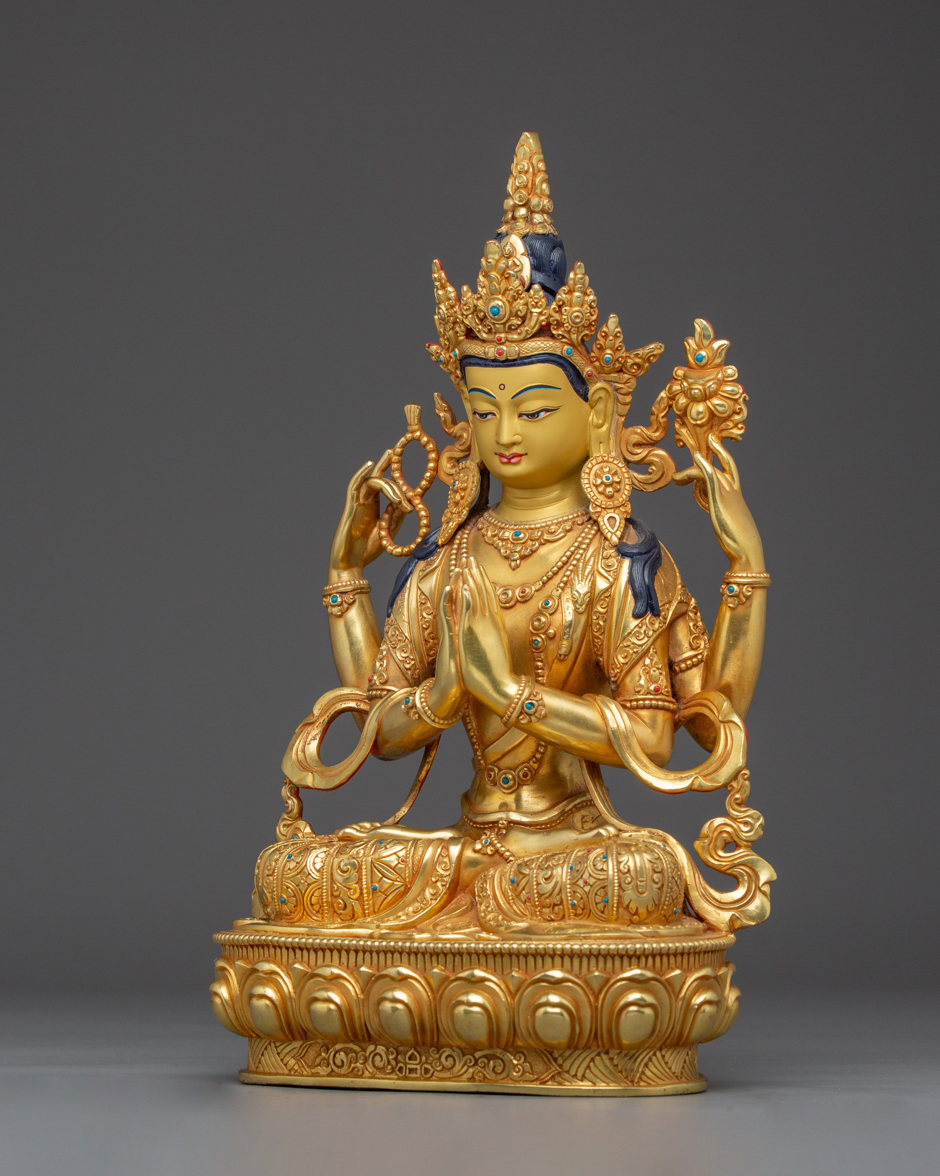 Handmade Art of Four Armed Chenrezig | Bodhisattva of Compassion