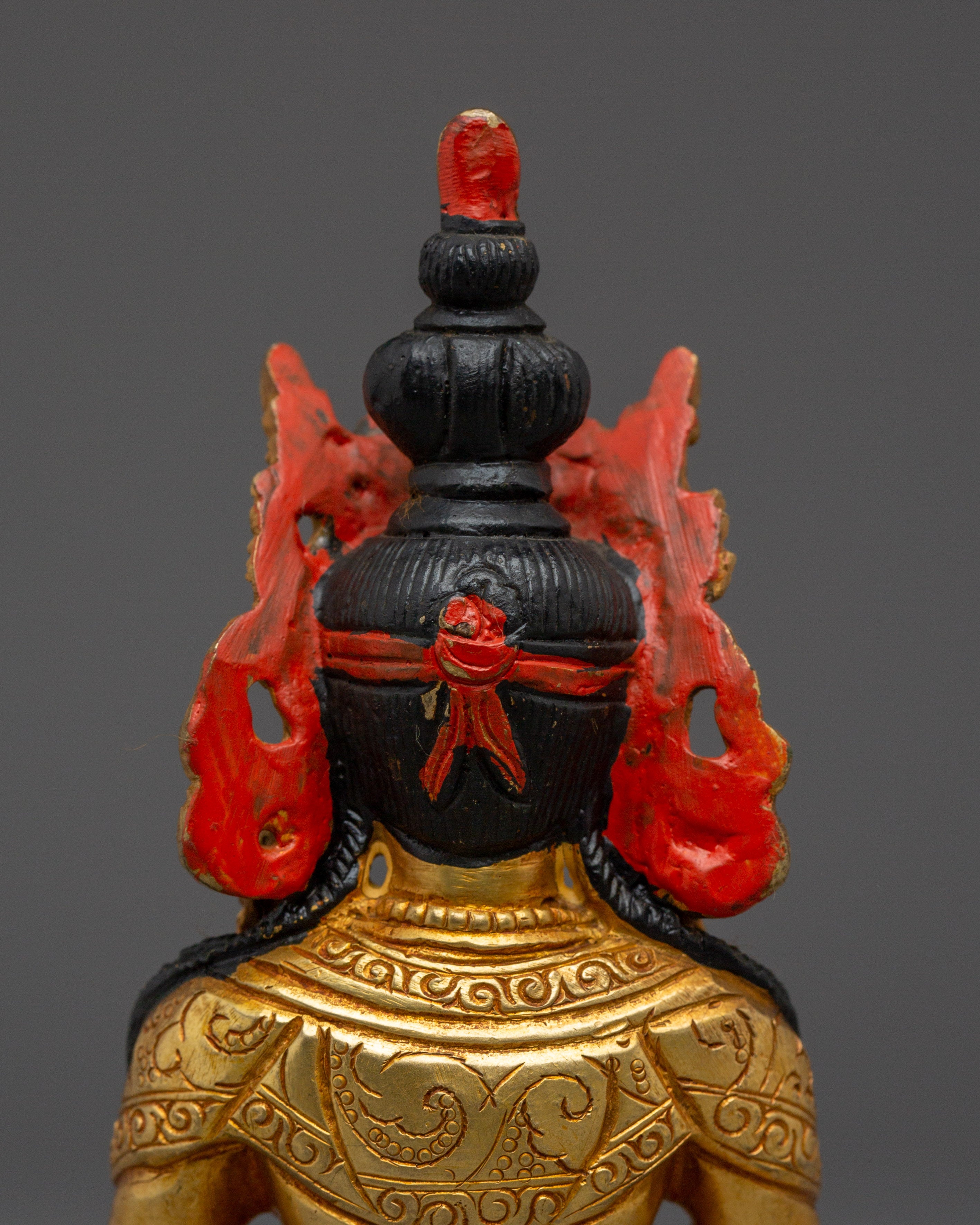 Spiritual Gold Gilded Amitayus Buddha Statue | Perfect for Spirituality Meditation