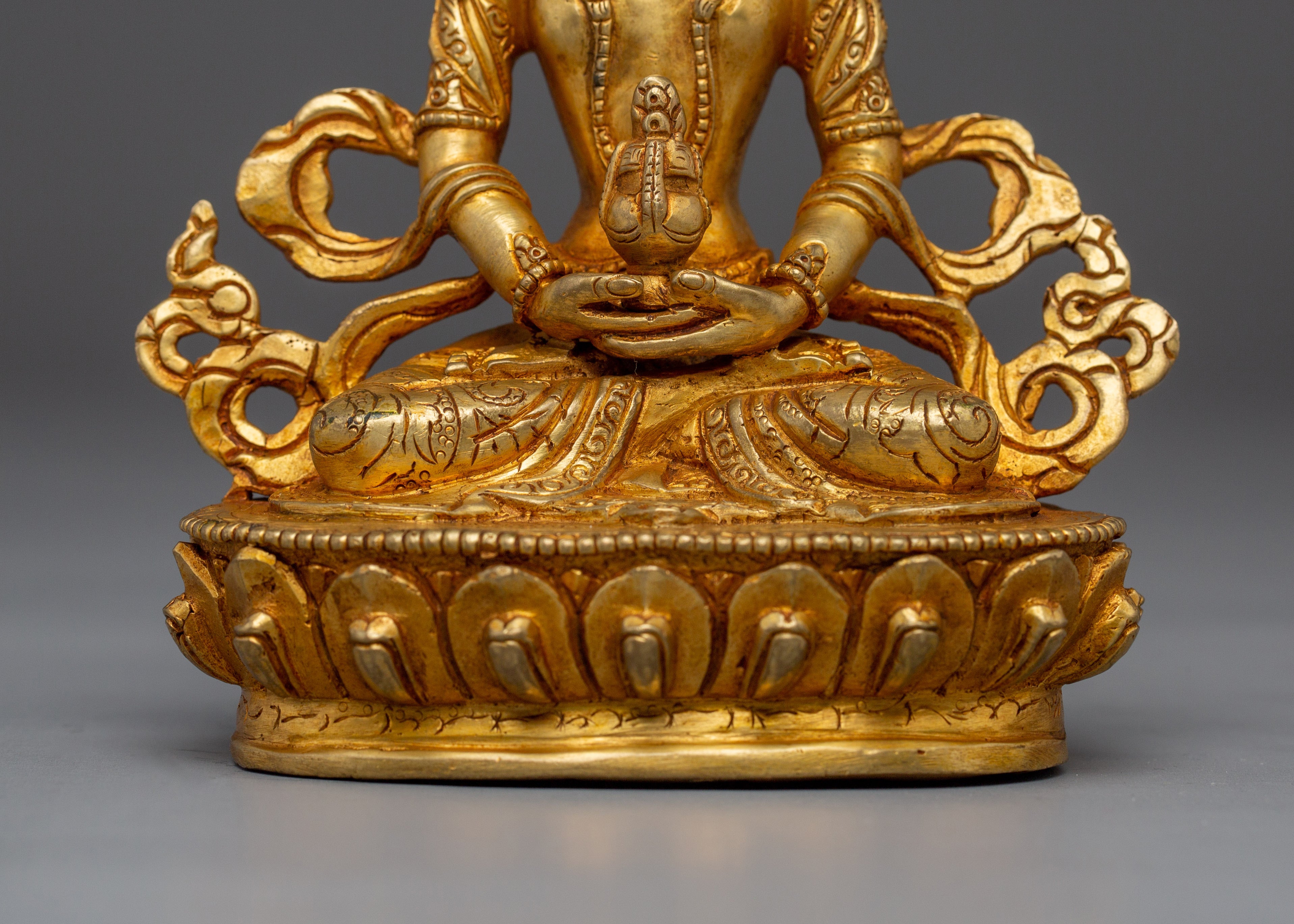 Spiritual Gold Gilded Amitayus Buddha Statue | Perfect for Spirituality Meditation