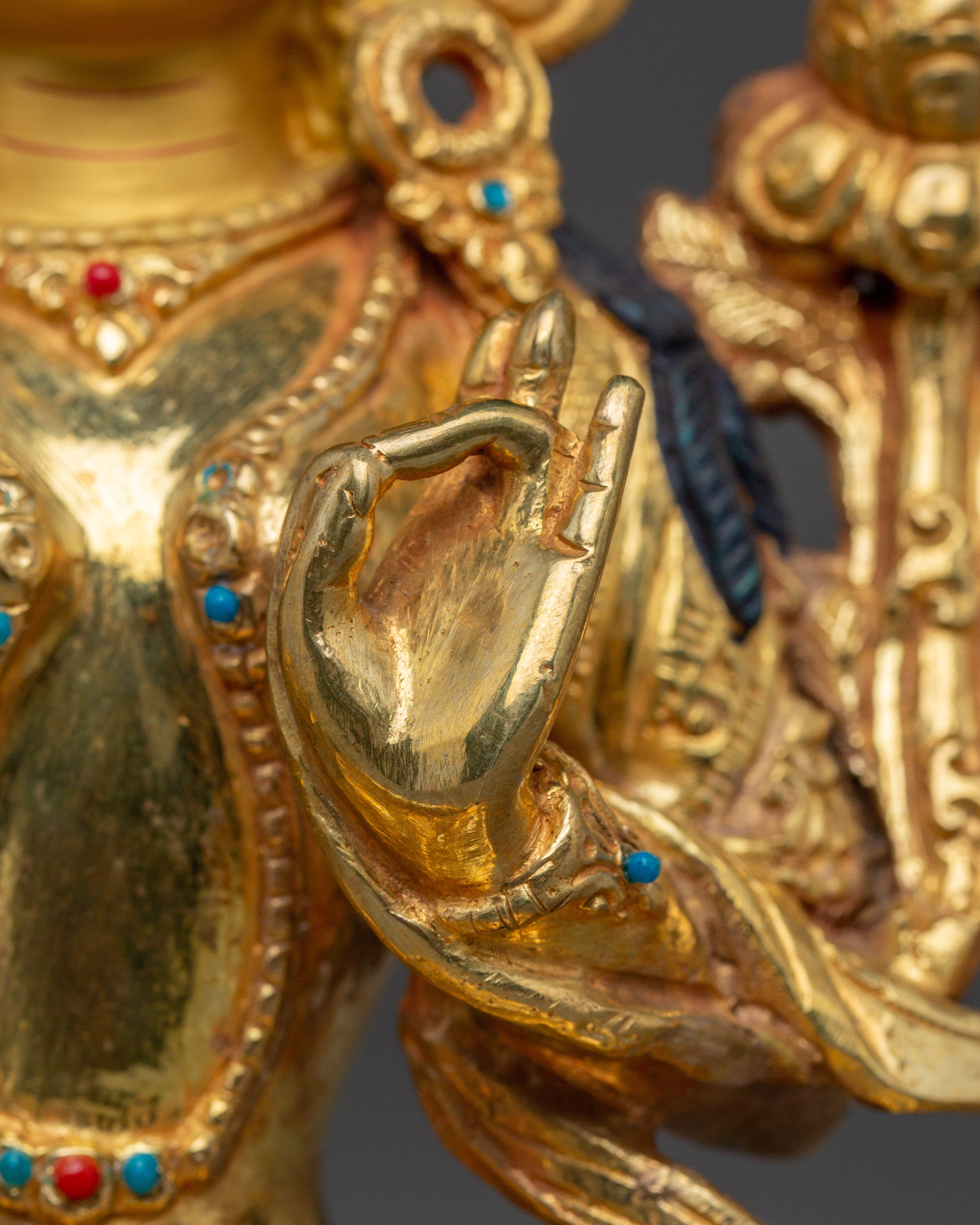 Green Tara Buddha Statue with 24K Gold Gilding | Spiritual Meditation and Decor