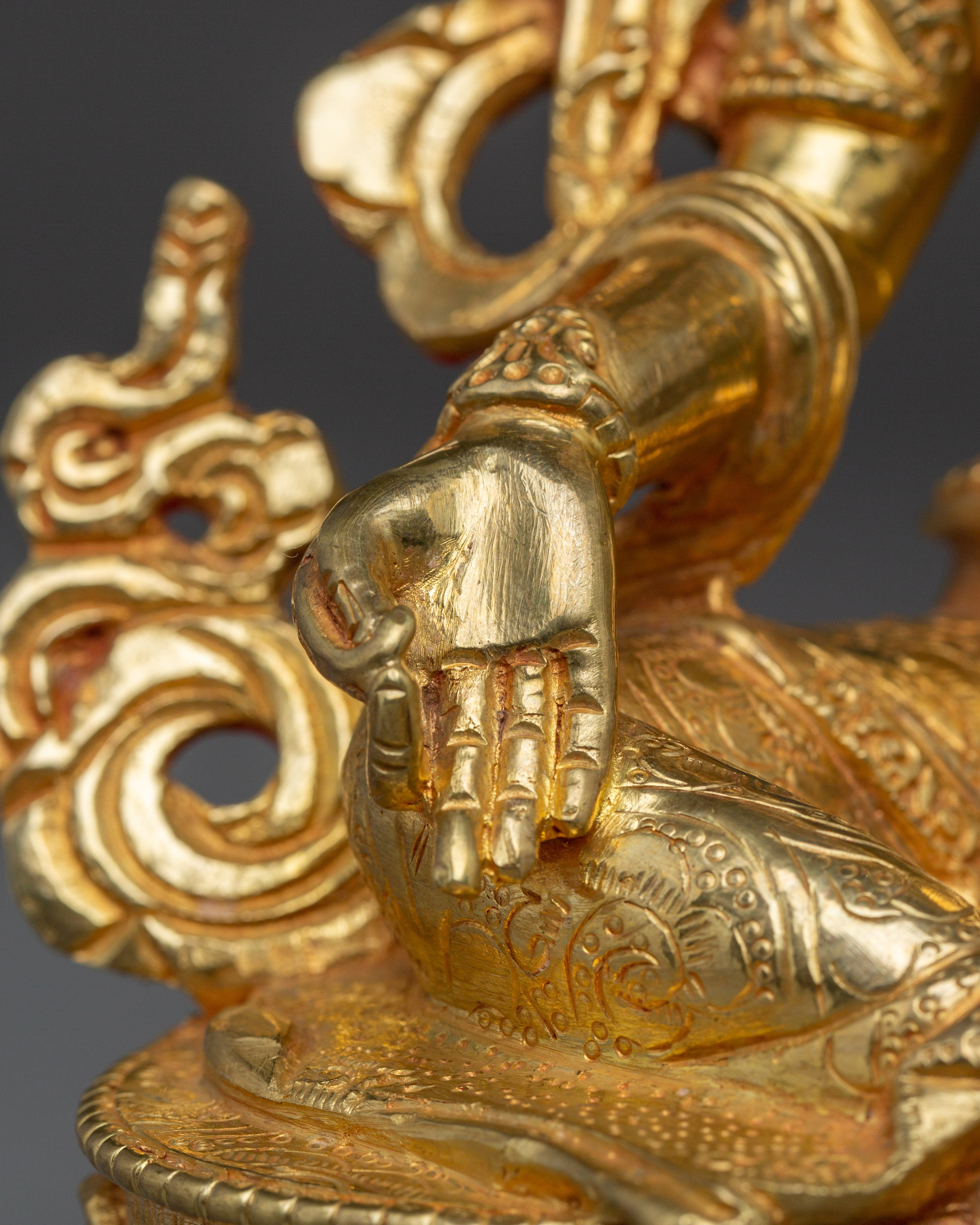 Green Tara Buddha Statue with 24K Gold Gilding | Spiritual Meditation and Decor