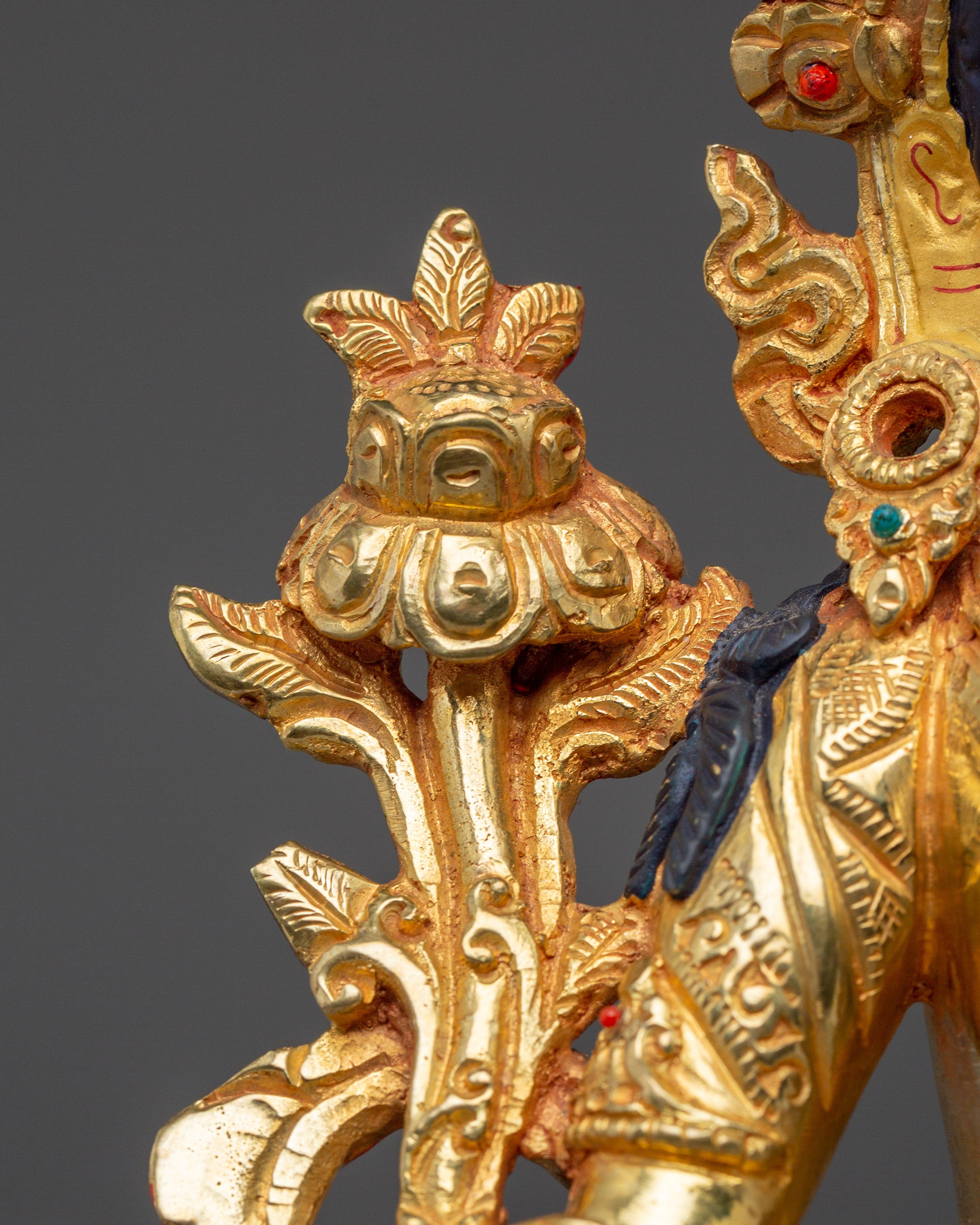 Green Tara Buddha Statue with 24K Gold Gilding | Spiritual Meditation and Decor