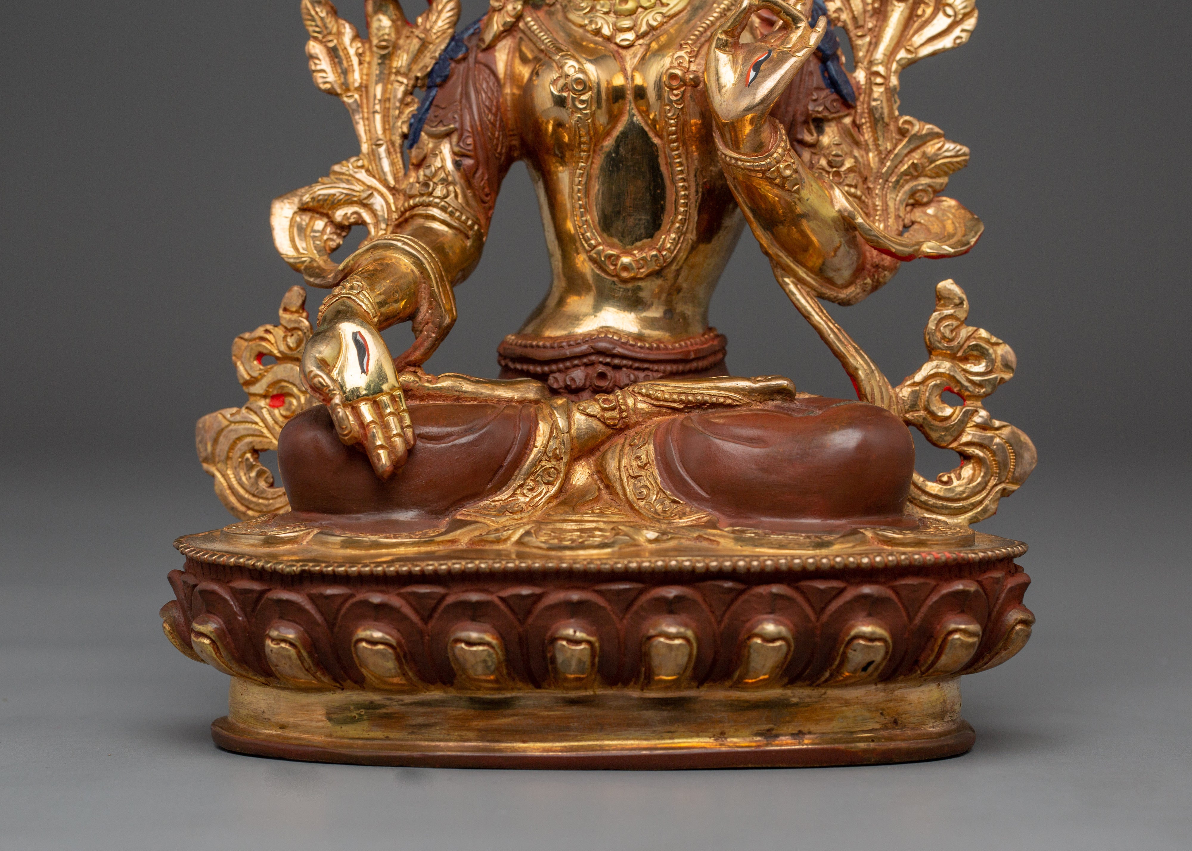 White Tara Buddha Statue with 24K Gold Gilded | Spiritual Meditation & Altar Decor
