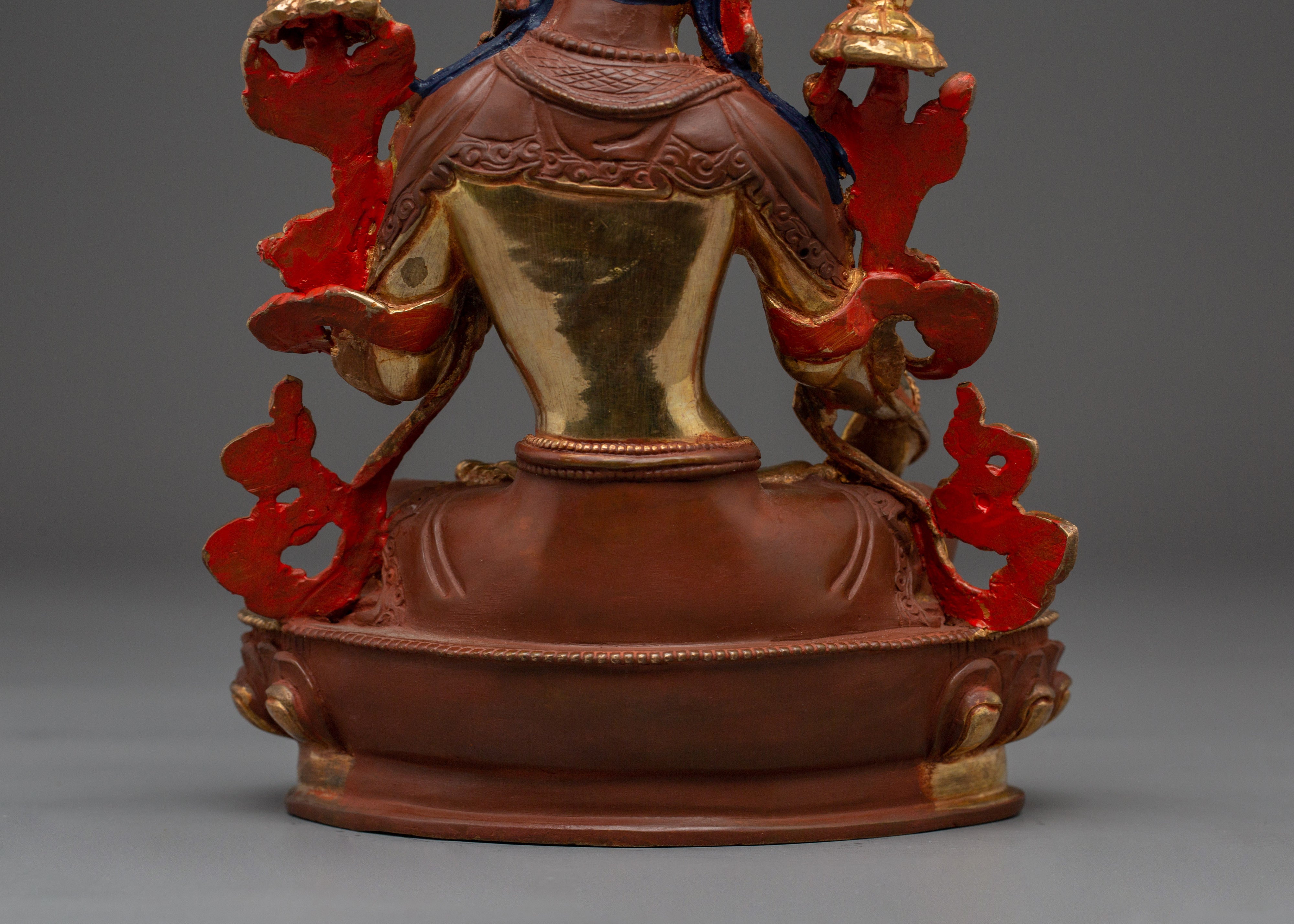 White Tara Buddha Statue with 24K Gold Gilded | Spiritual Meditation & Altar Decor