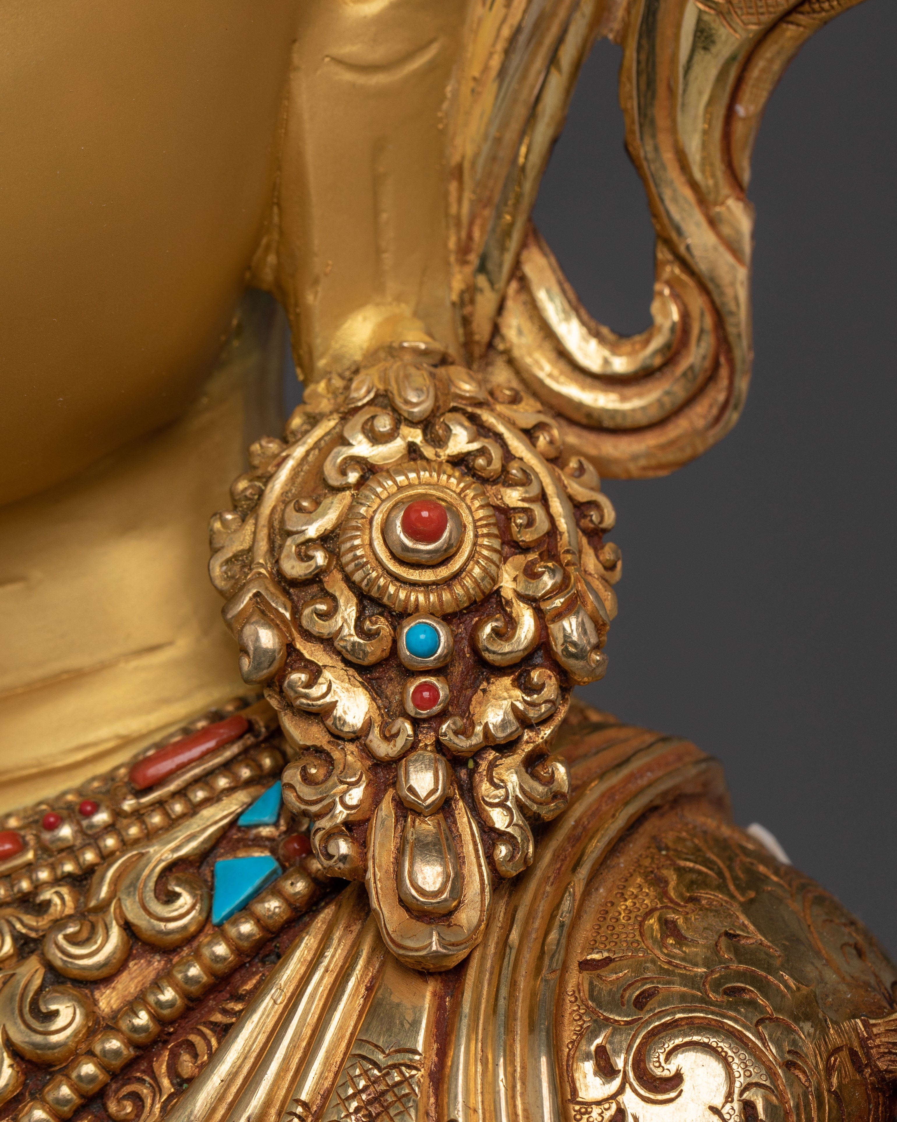 24K Gold Gilded Maitreya Buddha Statue | Spiritual Meditation & Altar Decor