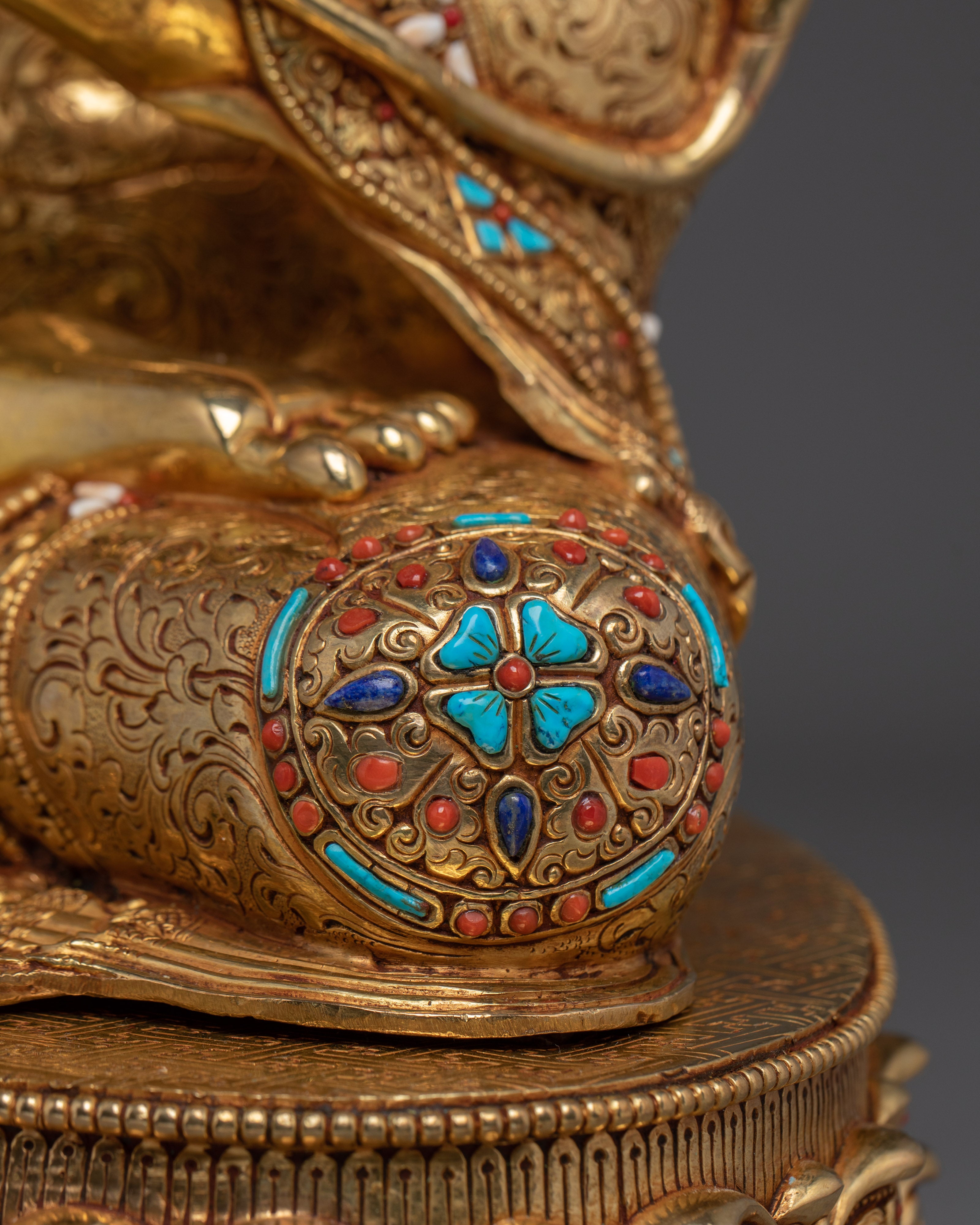 24K Gold Gilded Maitreya Buddha Statue | Spiritual Meditation & Altar Decor