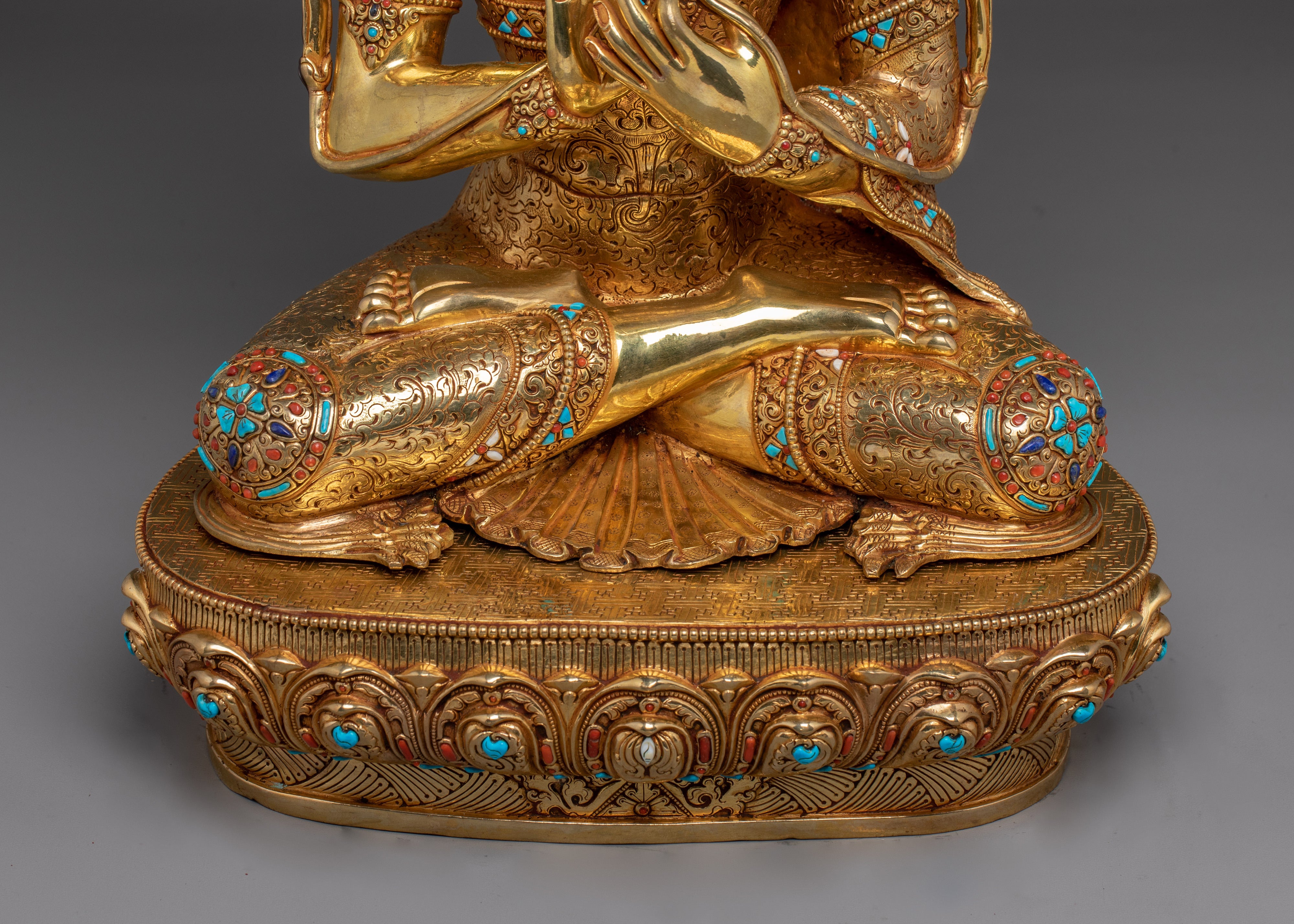 24K Gold Gilded Maitreya Buddha Statue | Spiritual Meditation & Altar Decor