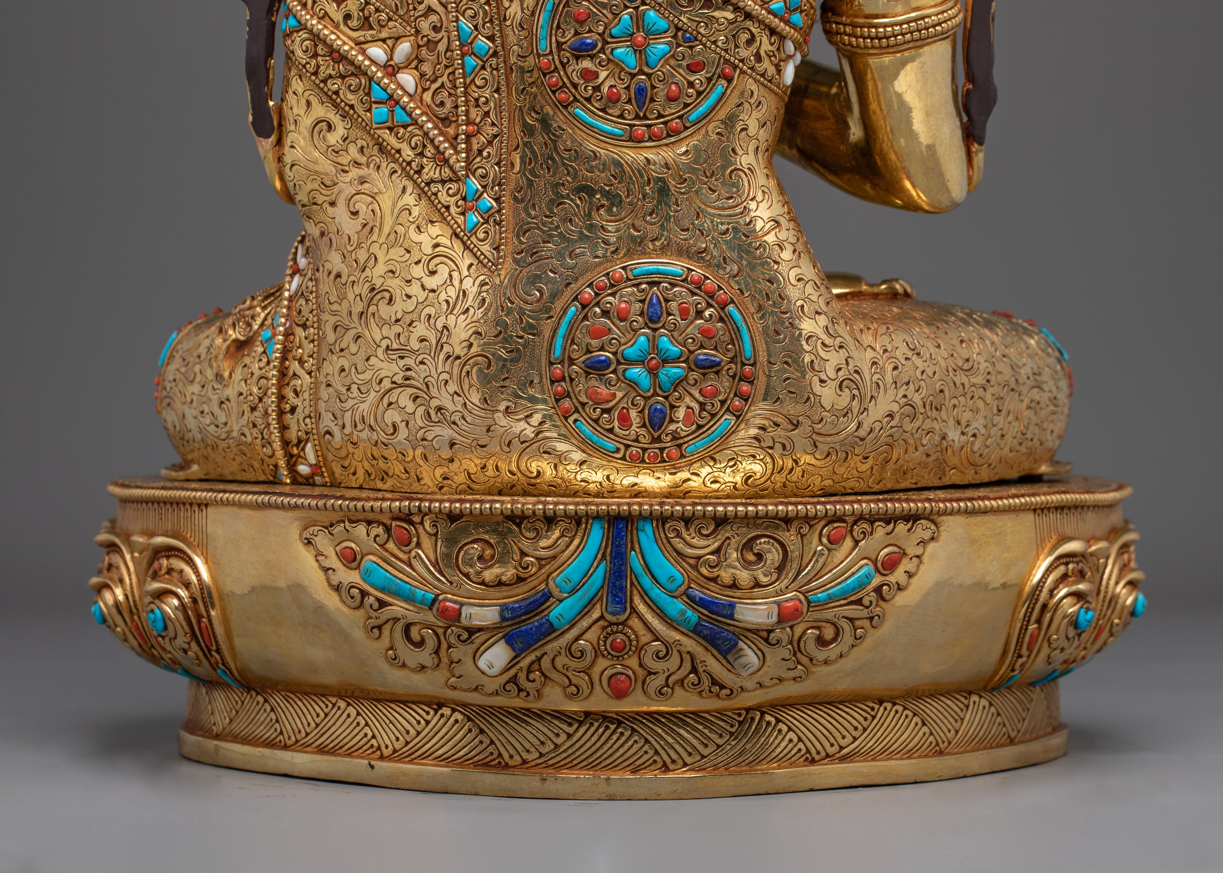 24K Gold Gilded Maitreya Buddha Statue | Spiritual Meditation & Altar Decor