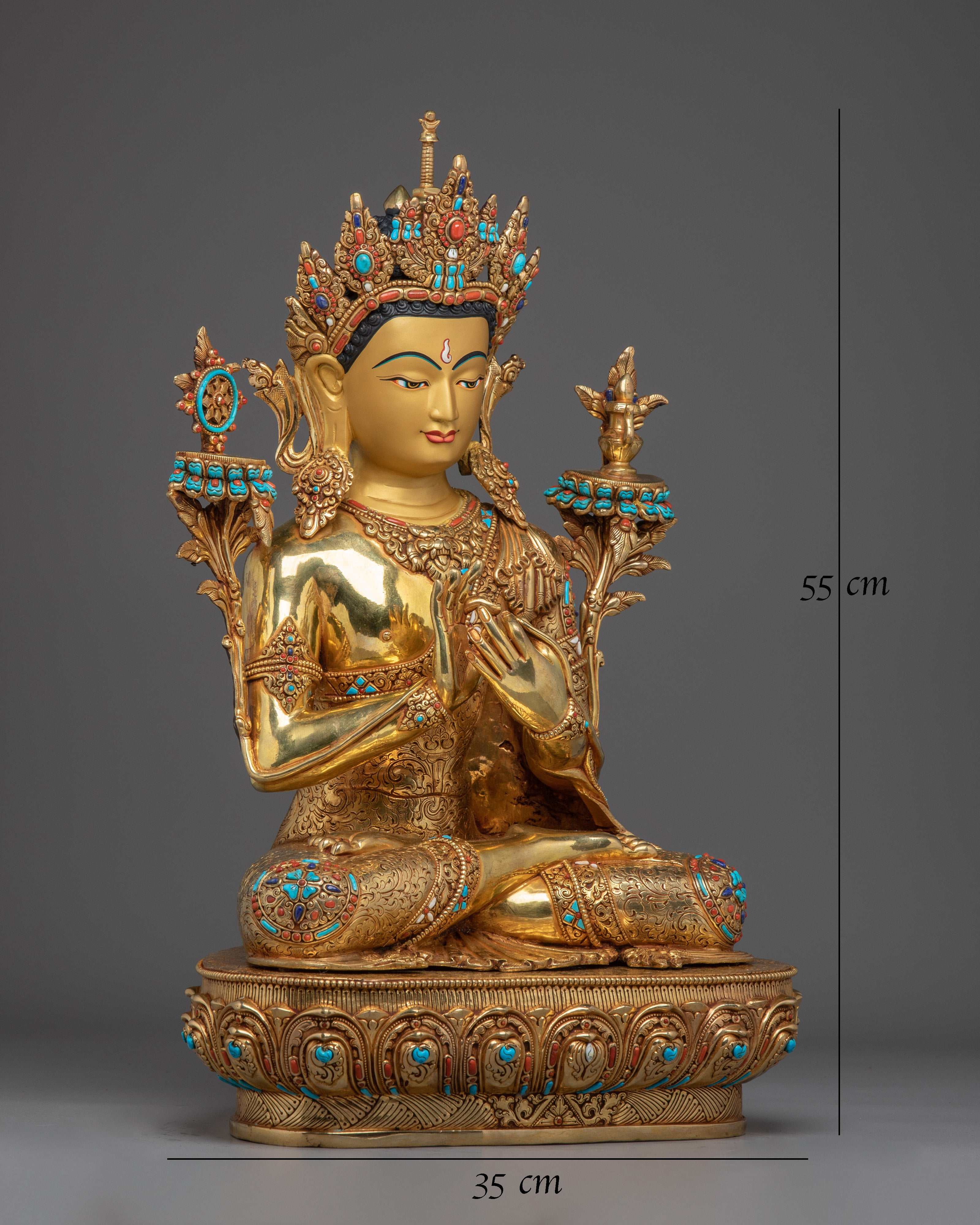 24K Gold Gilded Maitreya Buddha Statue