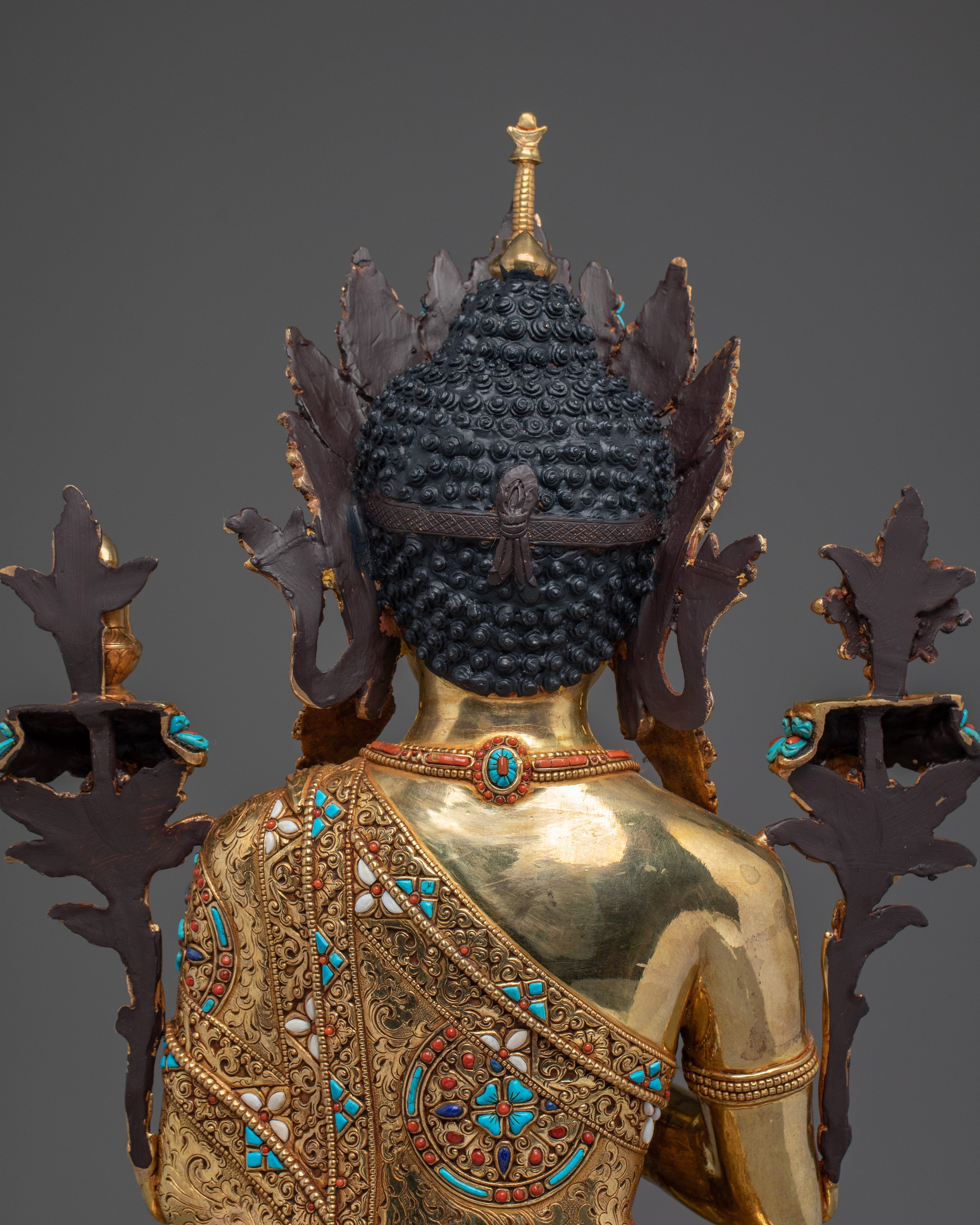 24K Gold Gilded Maitreya Buddha Statue | Spiritual Meditation & Altar Decor