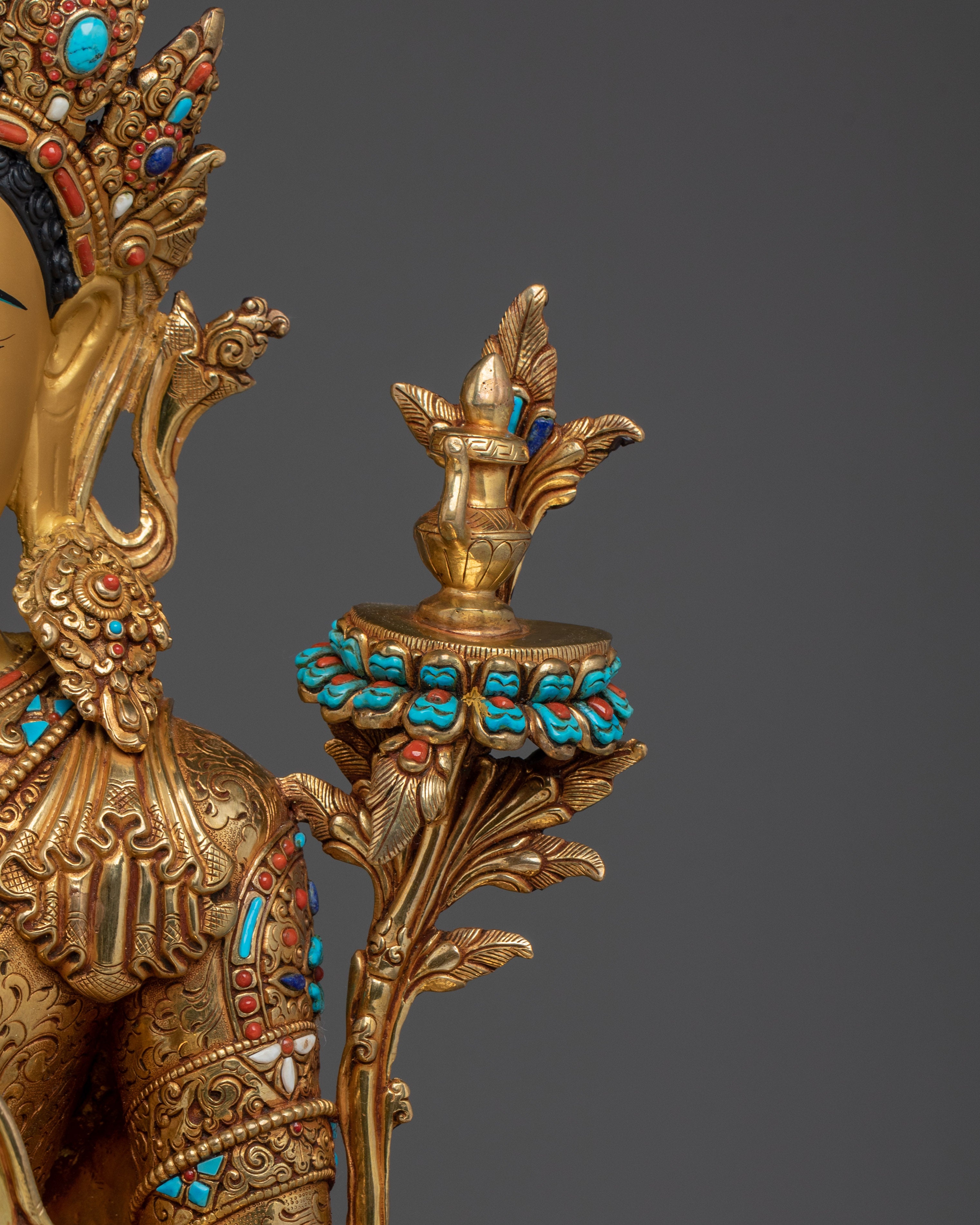 24K Gold Gilded Maitreya Buddha Statue | Spiritual Meditation & Altar Decor