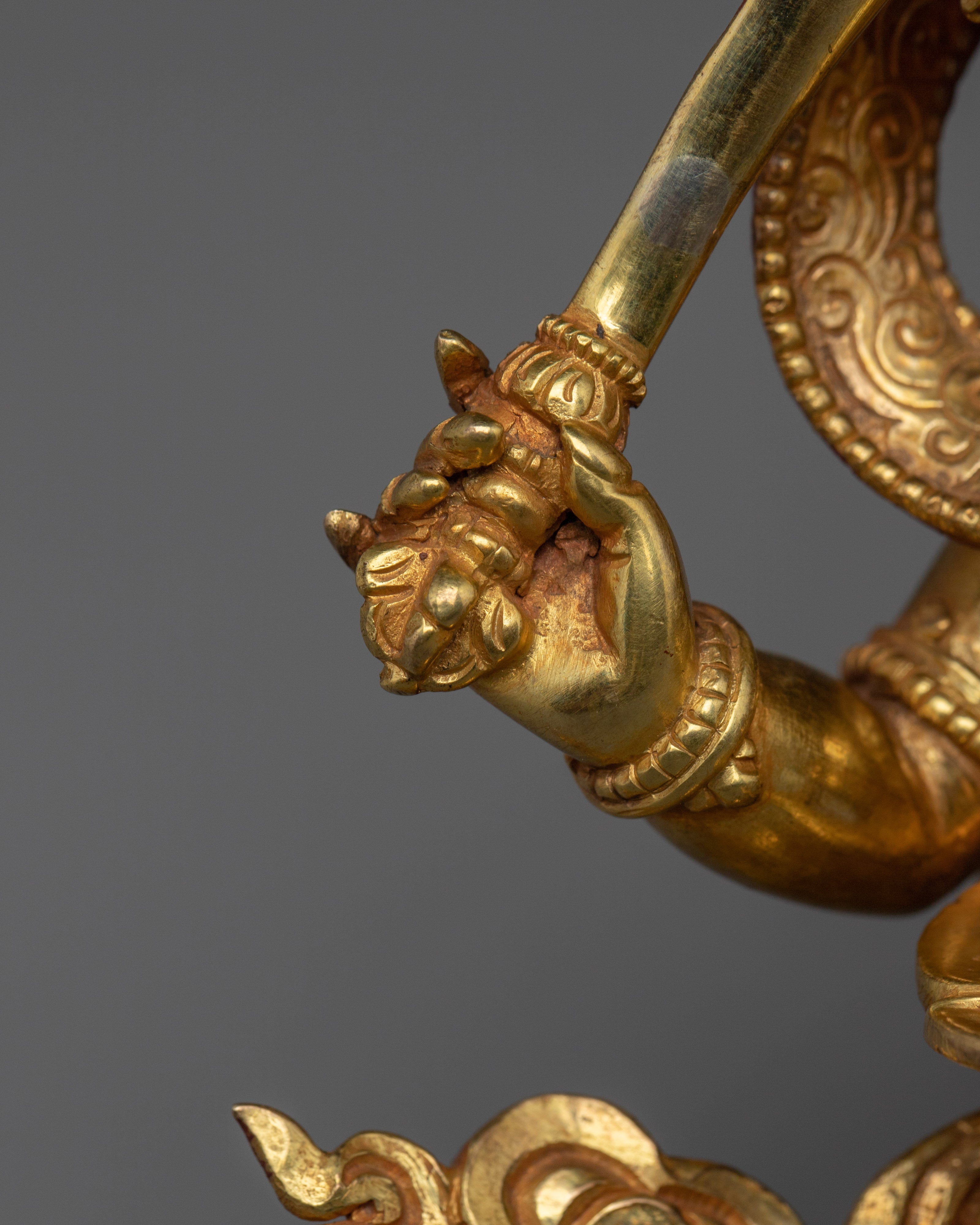 Sacred Four armed Mahakala Sculpture | Fierce Dharma Protector