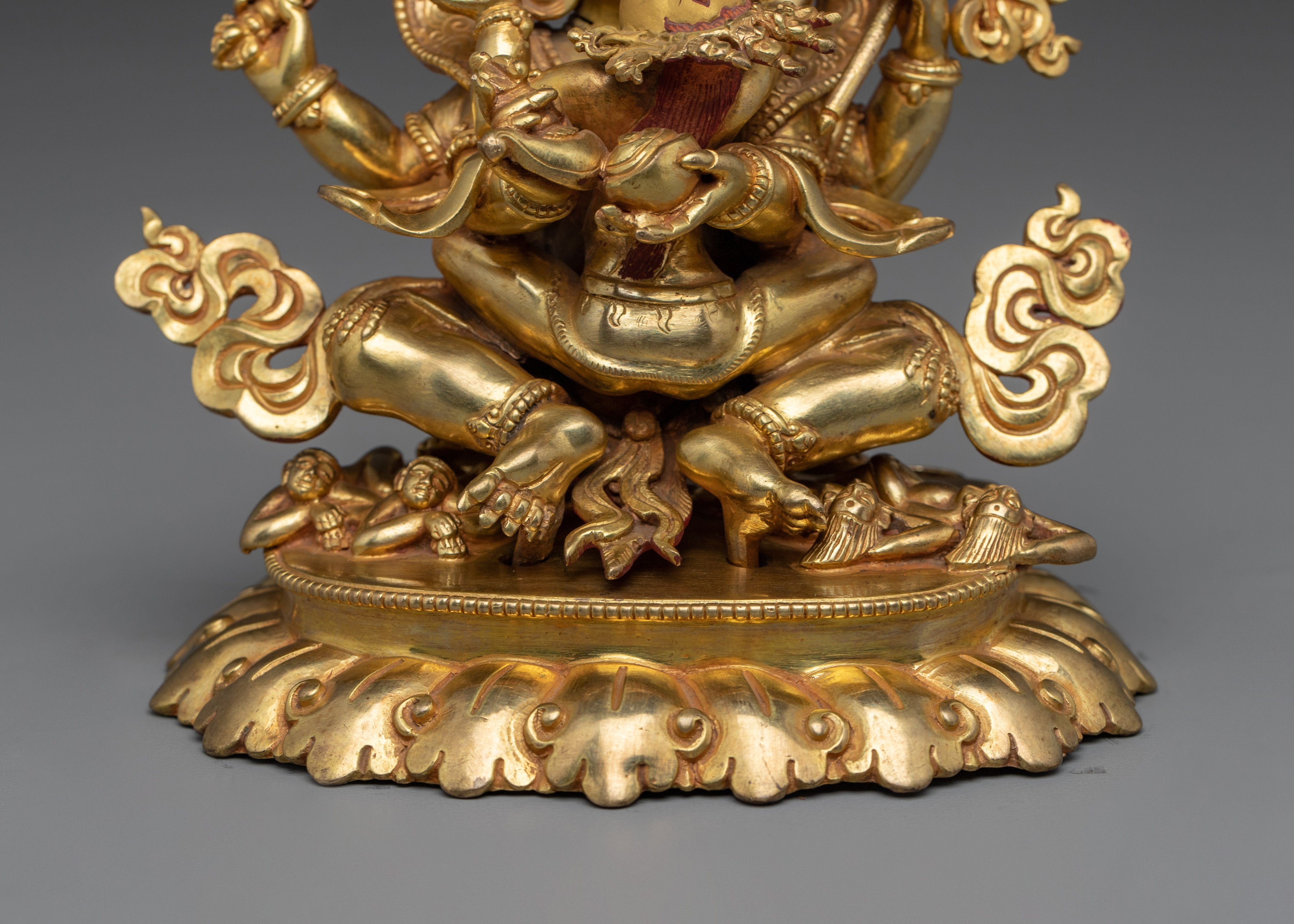 Sacred Four armed Mahakala Sculpture | Fierce Dharma Protector