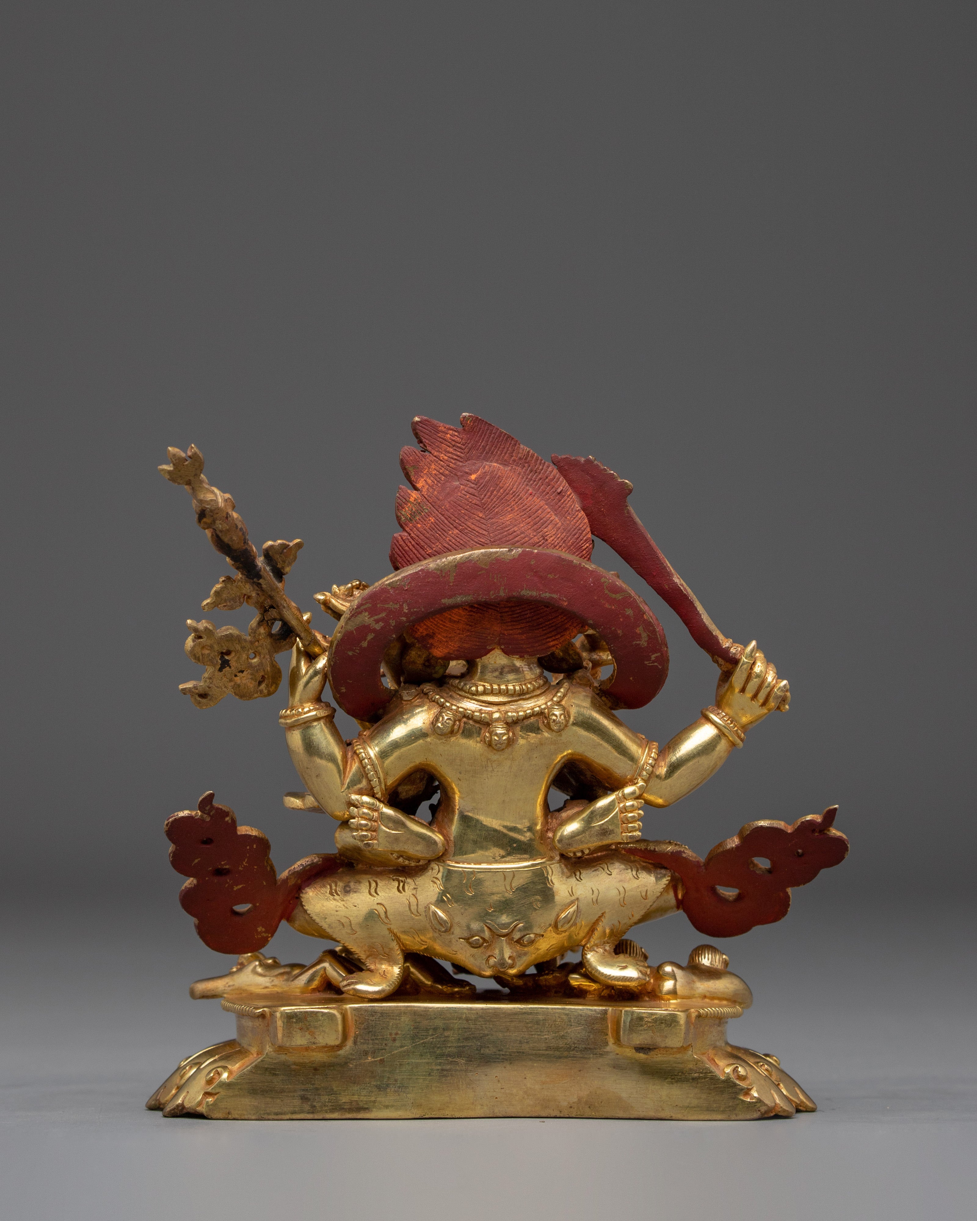 Sacred Four armed Mahakala Sculpture | Fierce Dharma Protector