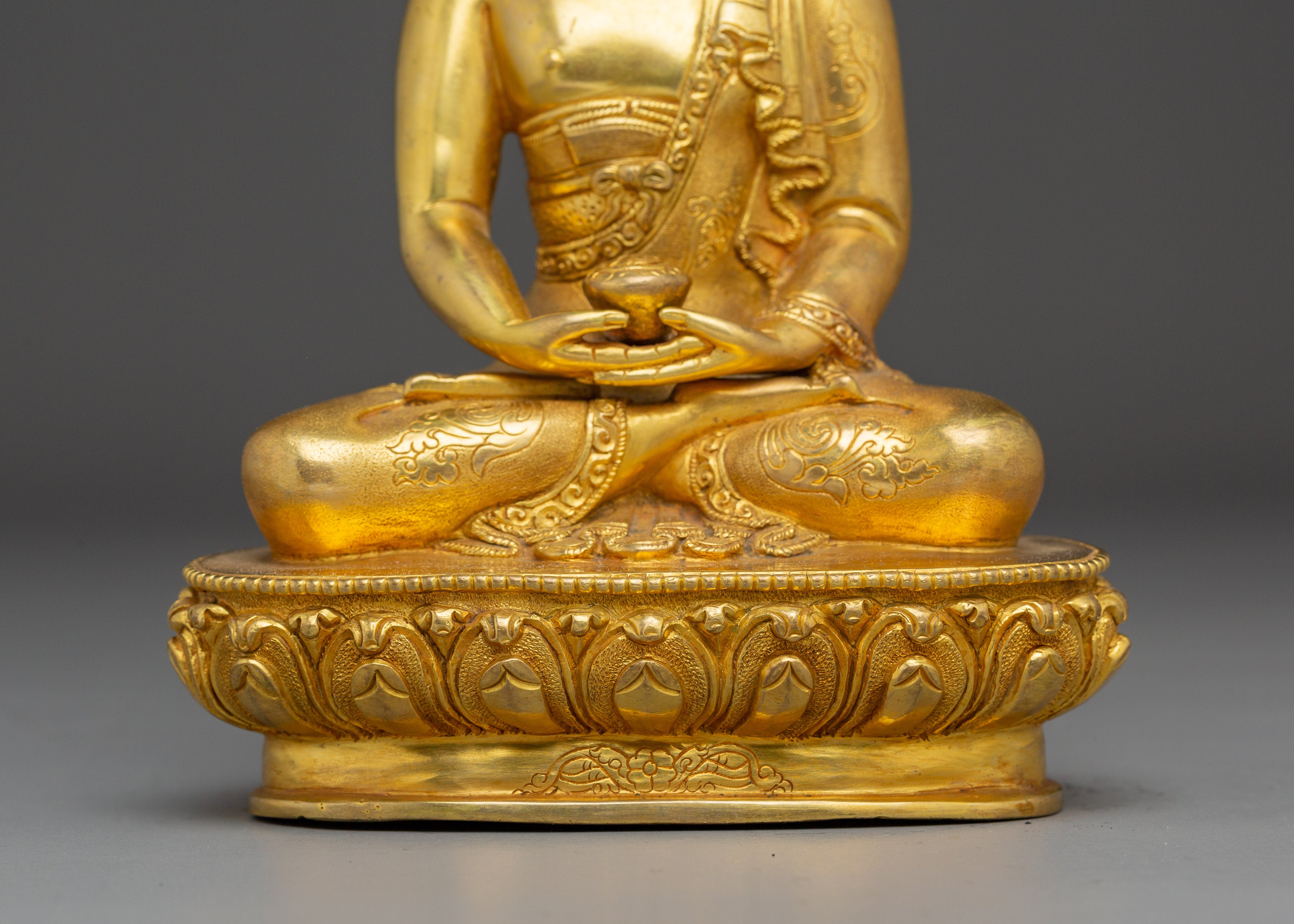 Handmade 24K Gold Gilded Amitabha Buddha Statue | Meditation & Shrine Decor