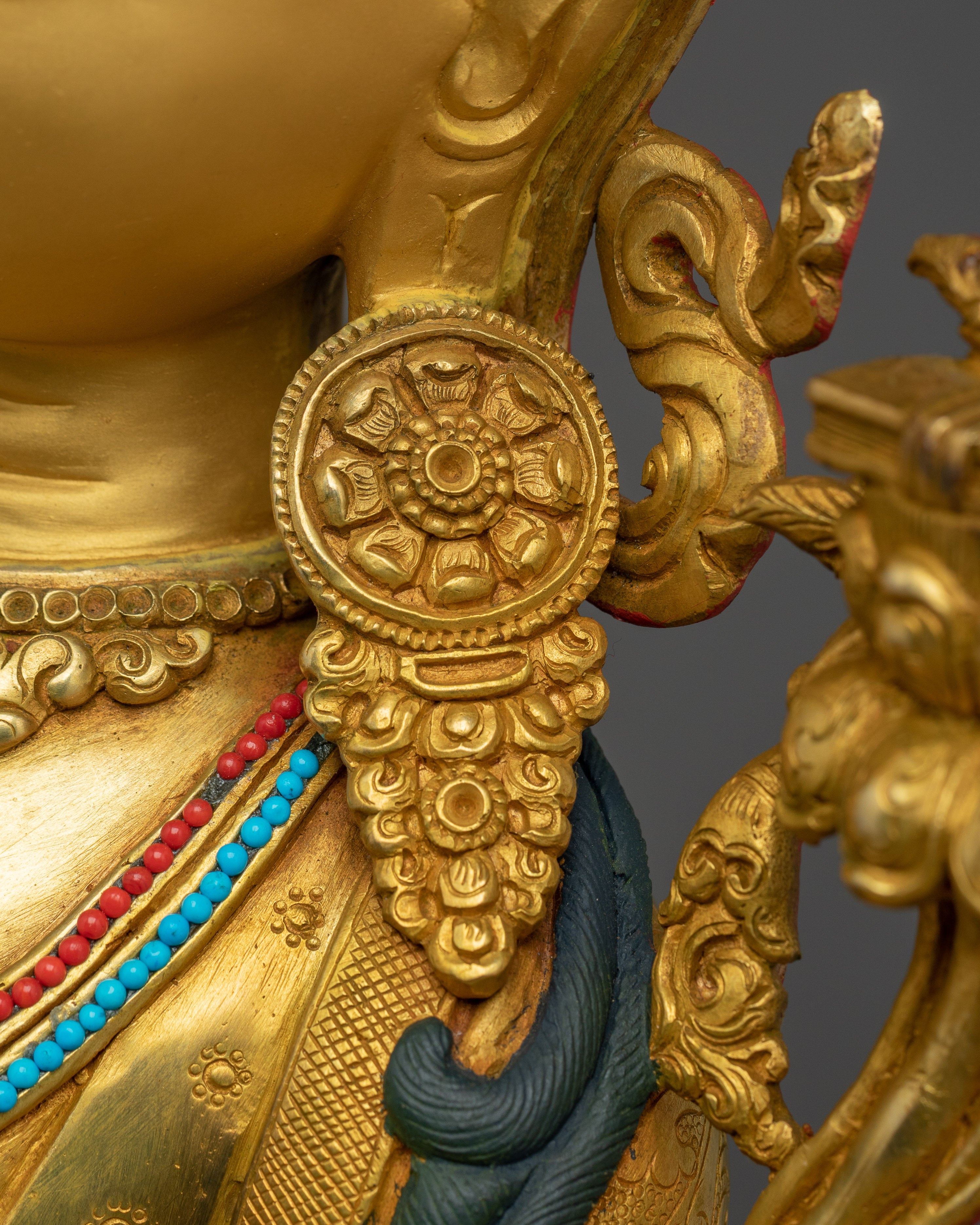 Bodhisattva Manjushri Golden Statue | Buddhist Divine Bodhisattva
