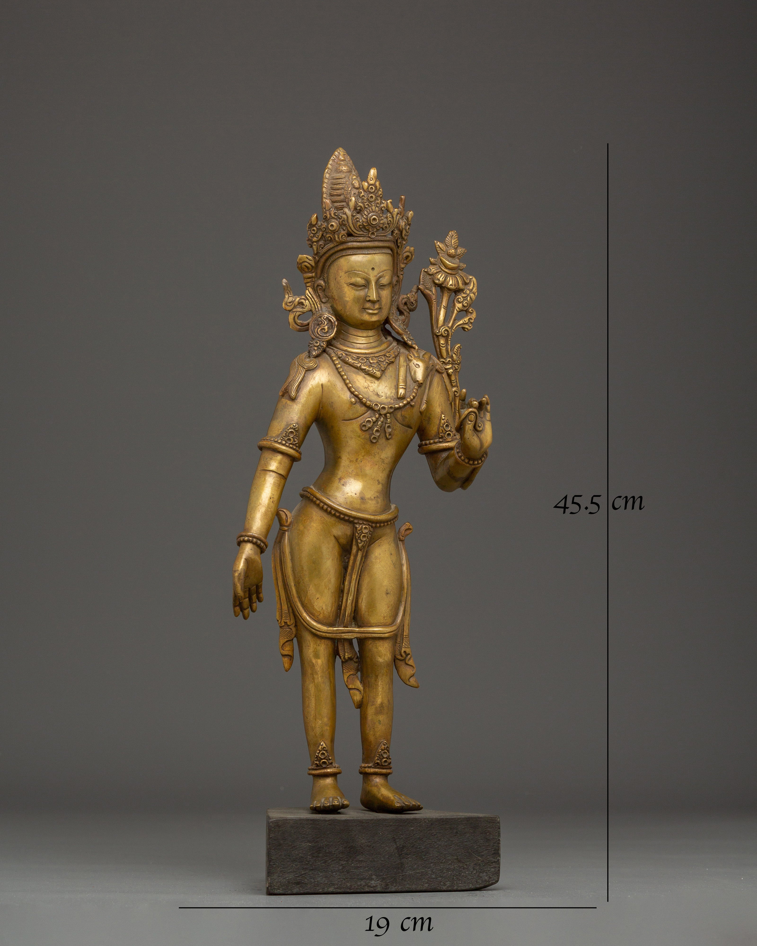 Serene Avalokiteshvara Copper Statue